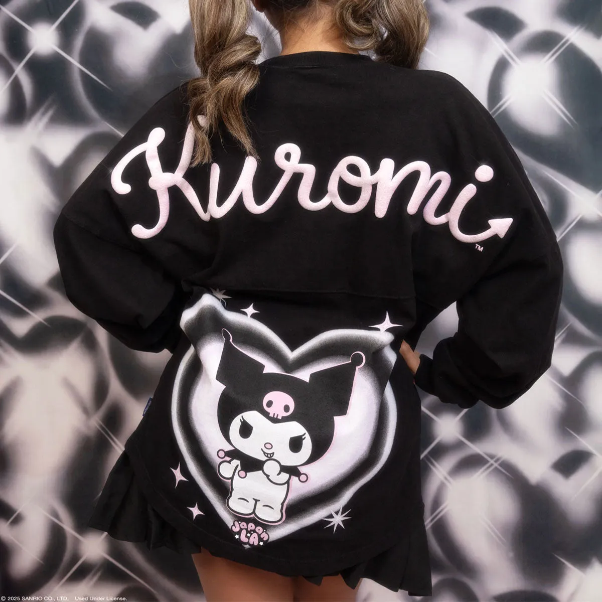 Hello Kitty Kuromi Hearts JapanLA Spirit Jersey genser svart XXS bomull