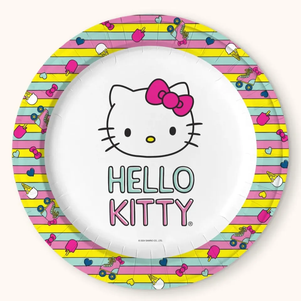 Hello Kitty Retro Rainbow Luncheon Plates papptallerkener 16-pakning
