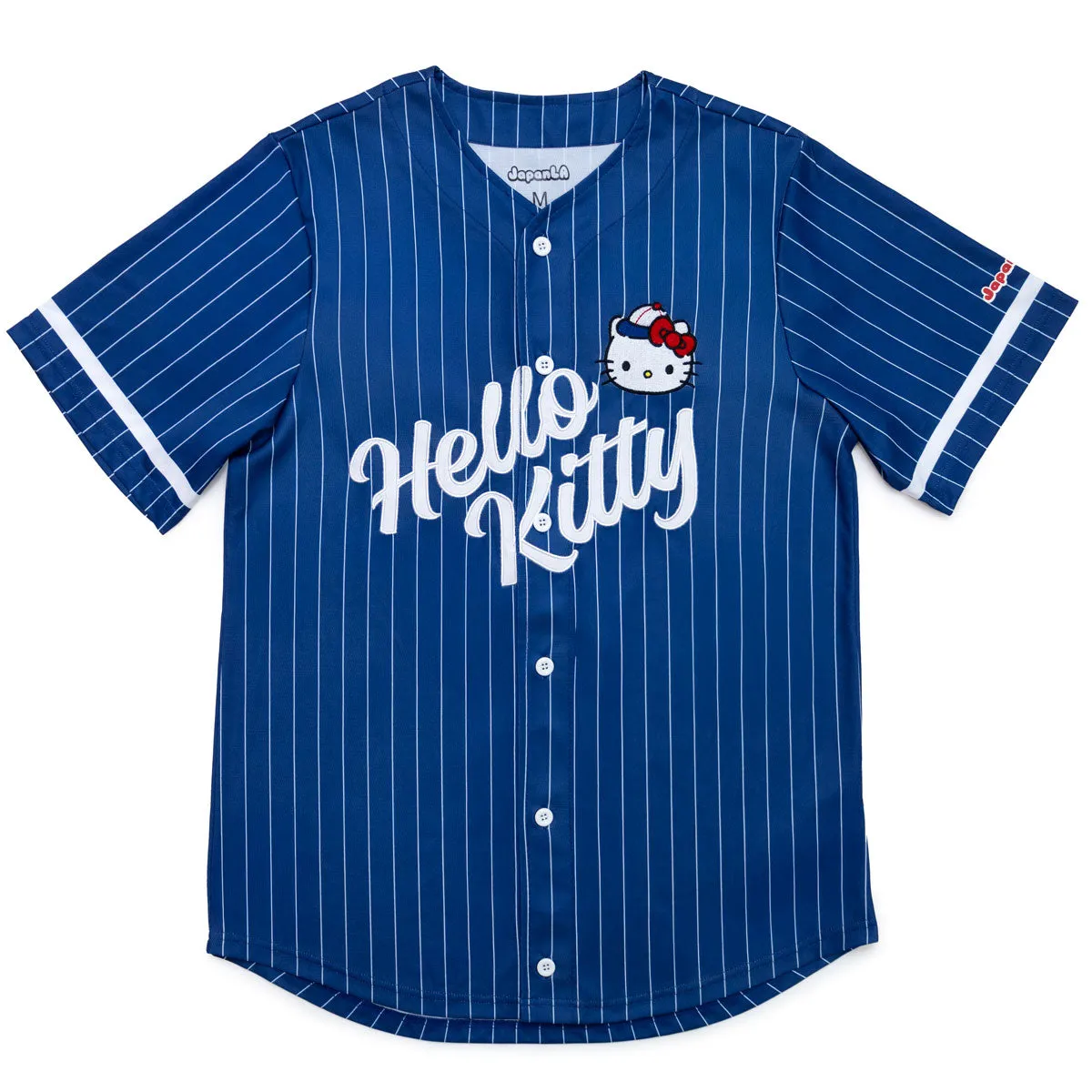 Hello Kitty x JapanLA Baseball Jersey baseballskjorte Blue brodert