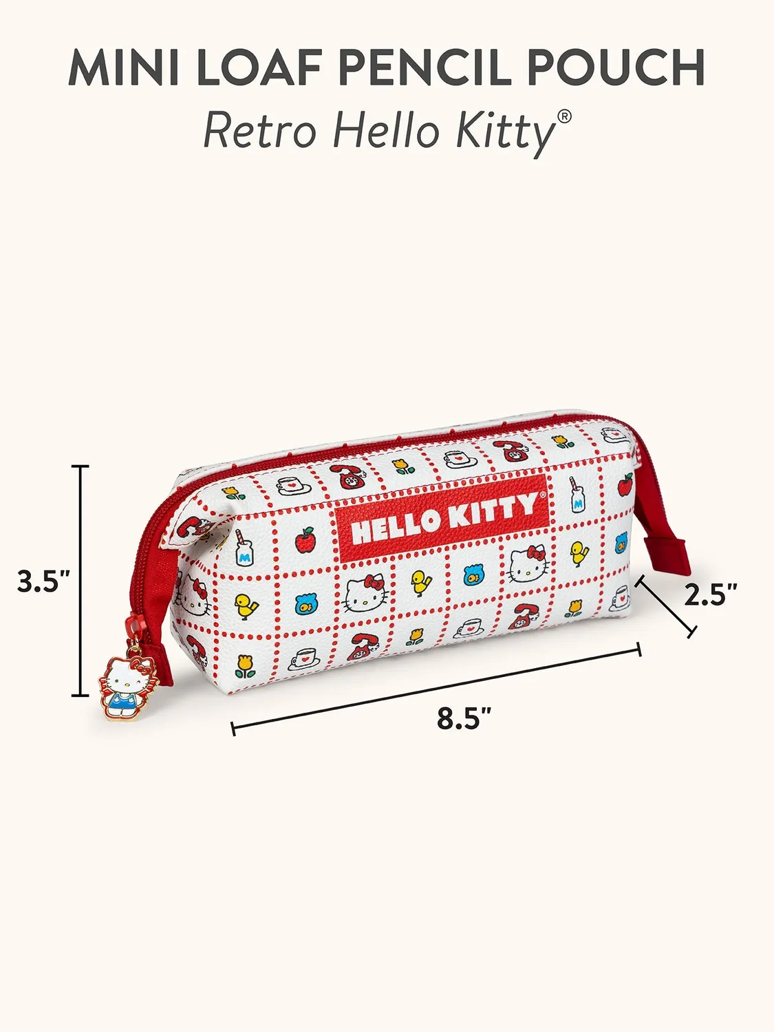 Hello Kitty x Studio Oh! Retro Red Mini Loaf Pencil Pouch – rødt pennal