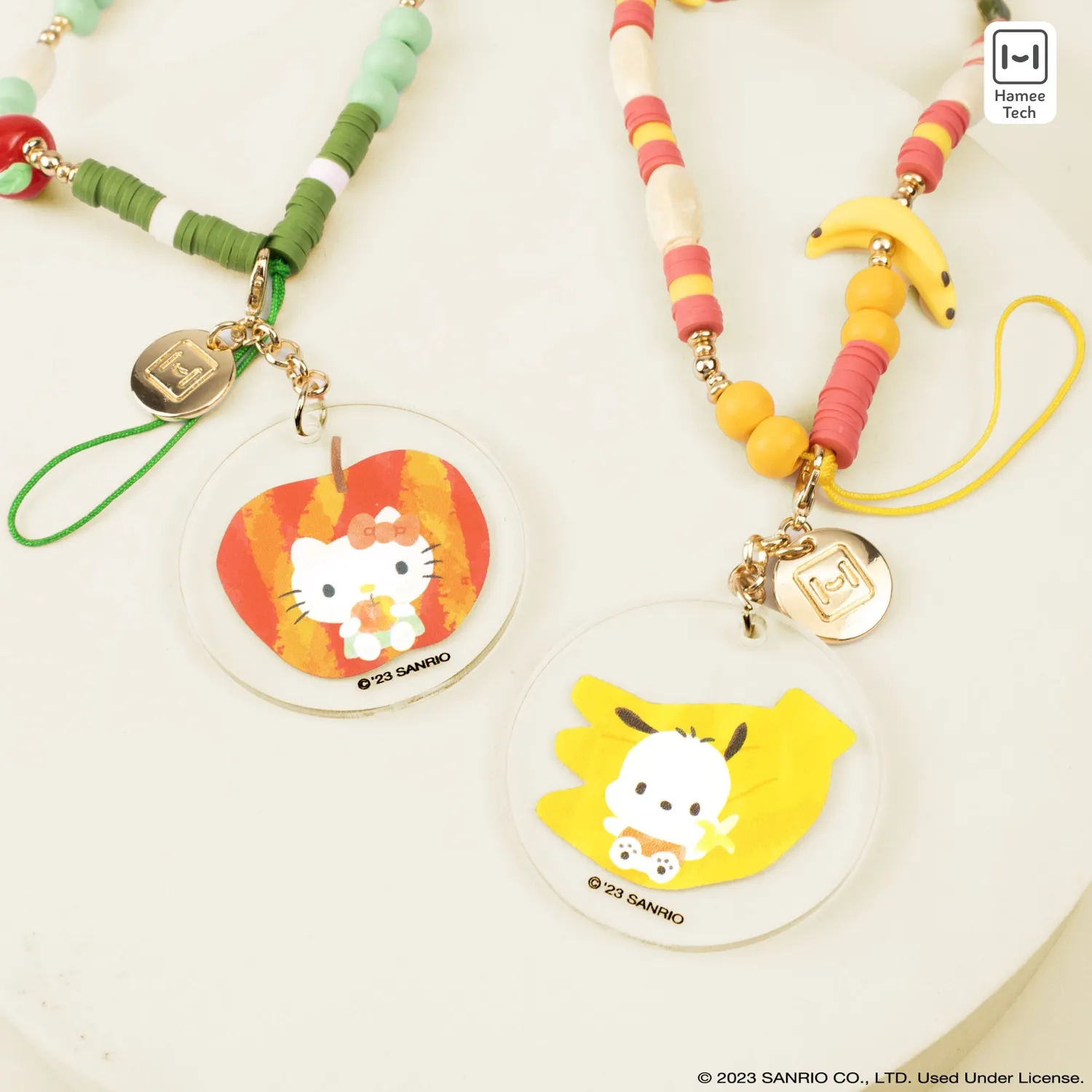 Hello Kitty Pochacco Banana Beaded Charm mobilrem med banandetaljer