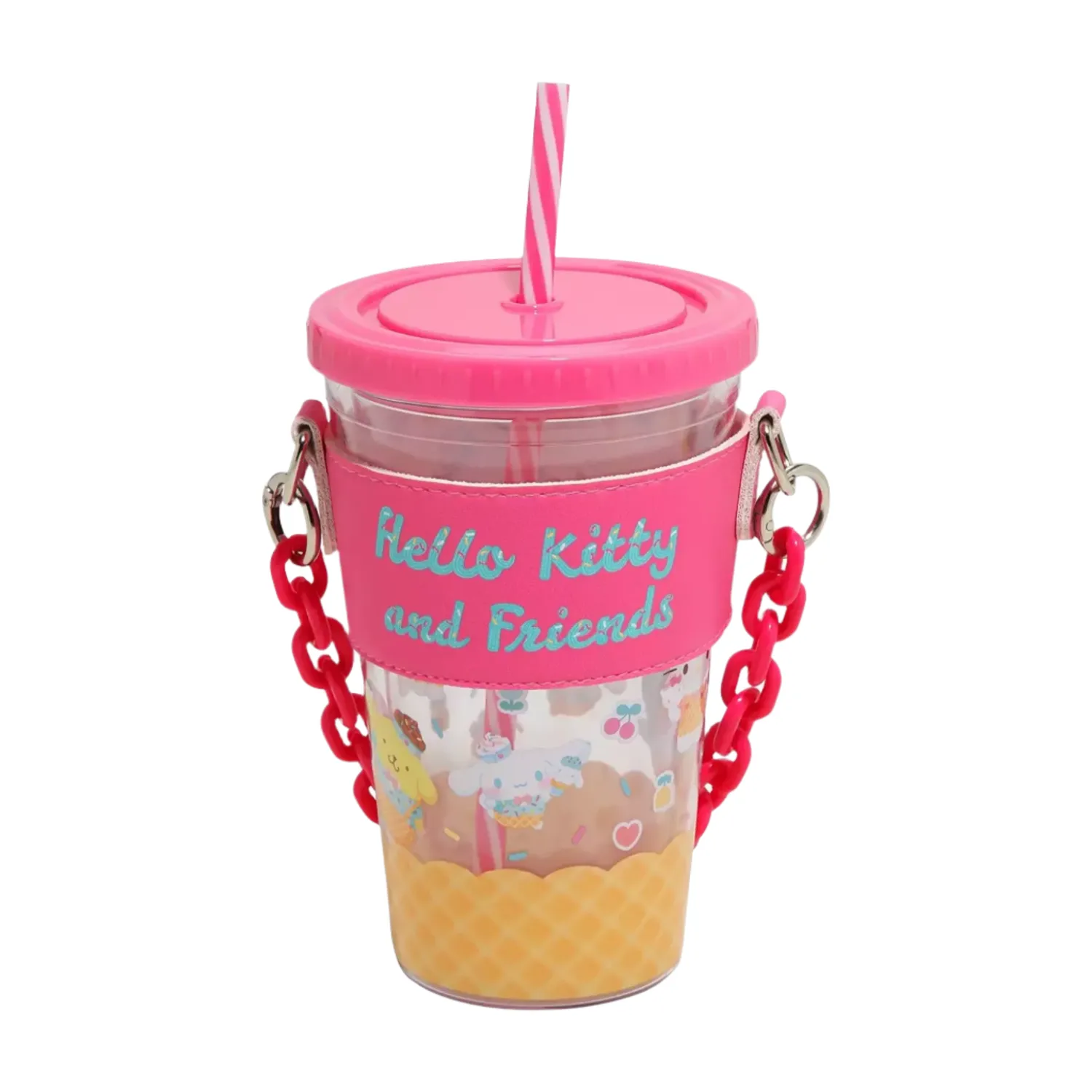 Hello Kitty and Friends Acrylic Travel Tumbler reisekopp 16 oz med kjede