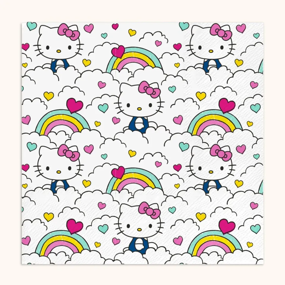 Hello Kitty x Studio Oh! Retro Rainbow lunsjservietter 16-pakning