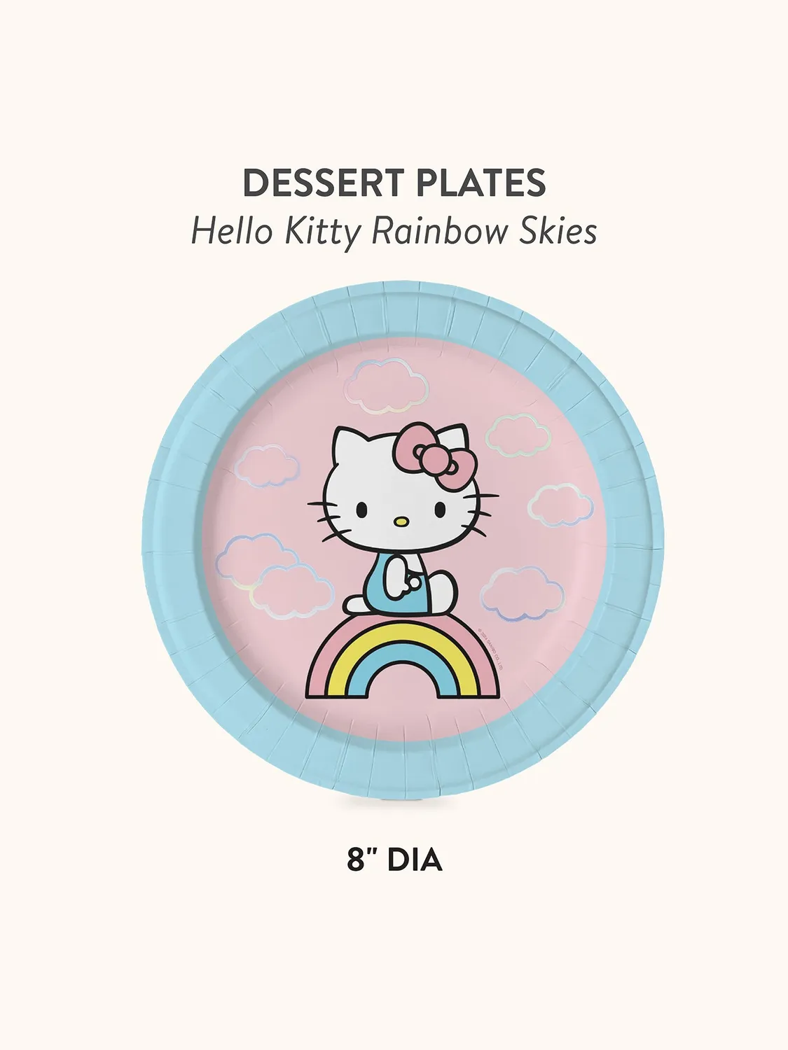 Hello Kitty Rainbow Skies desserttallerkener 8-pakning papir