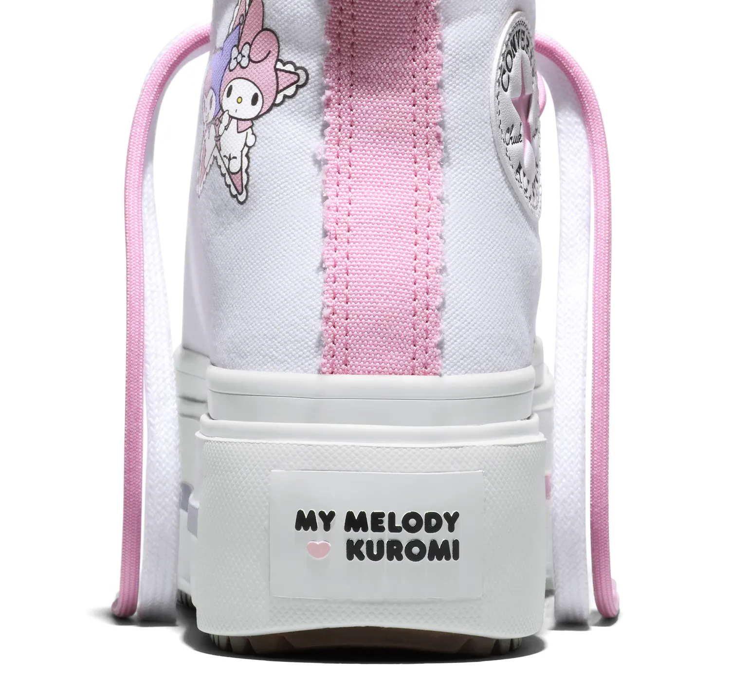 Converse My Melody & Kuromi Chuck Taylor All Star Lift Double Stack platåsko WHT/PNK/PPL – unisex