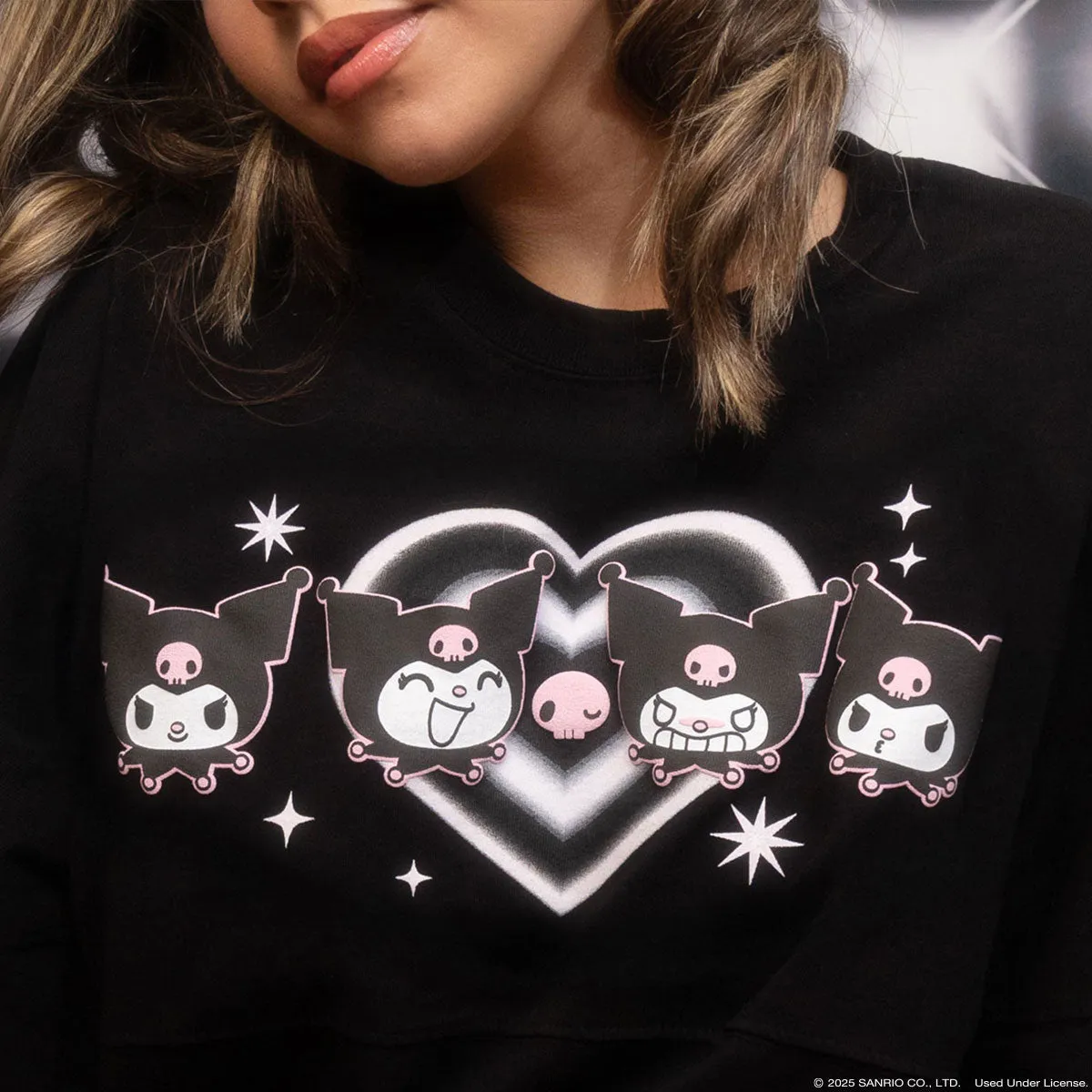 Hello Kitty Kuromi Hearts JapanLA Spirit Jersey genser svart XXS bomull