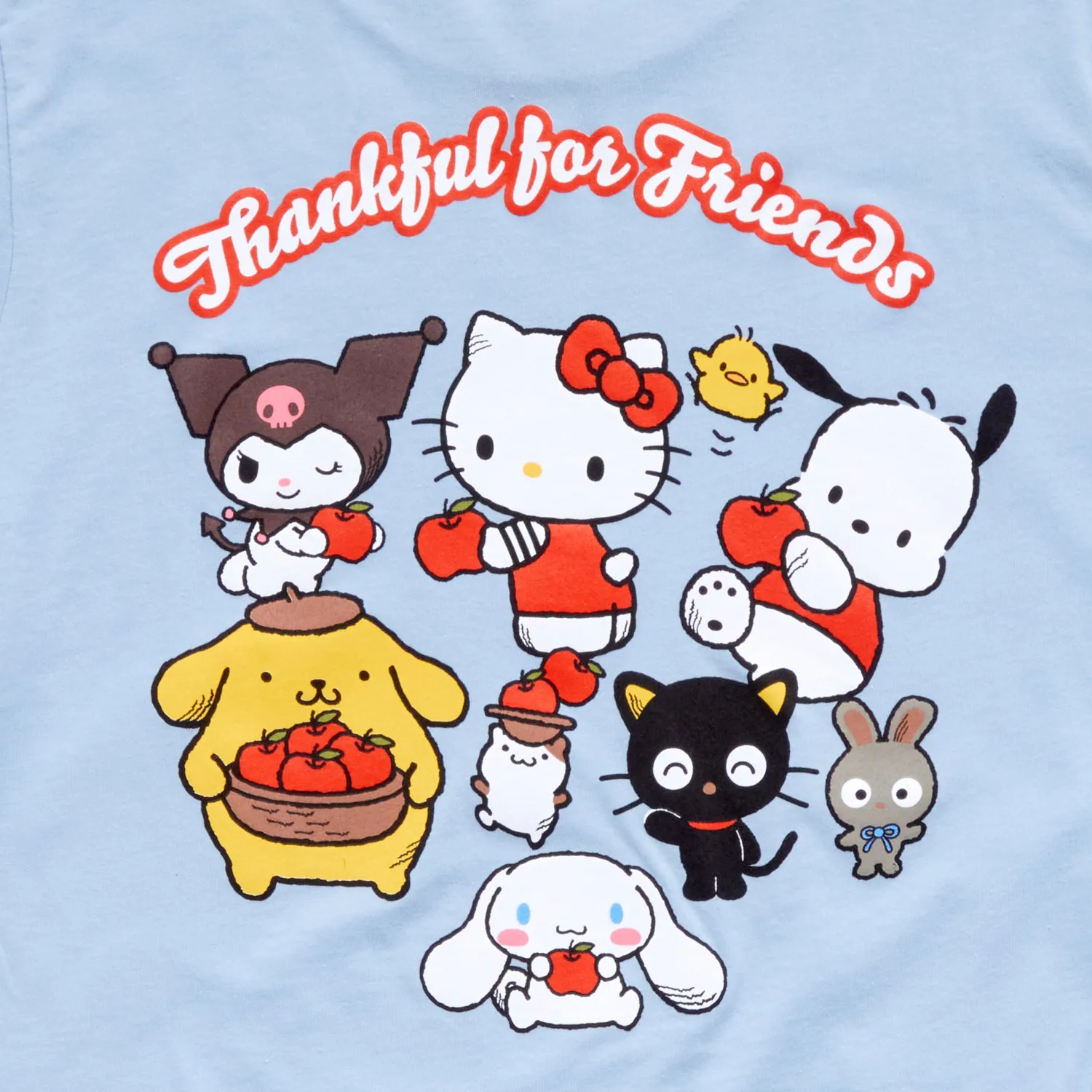Hello Kitty Chococat Adult Thankful For Friends T-skjorte lyseblå voksen