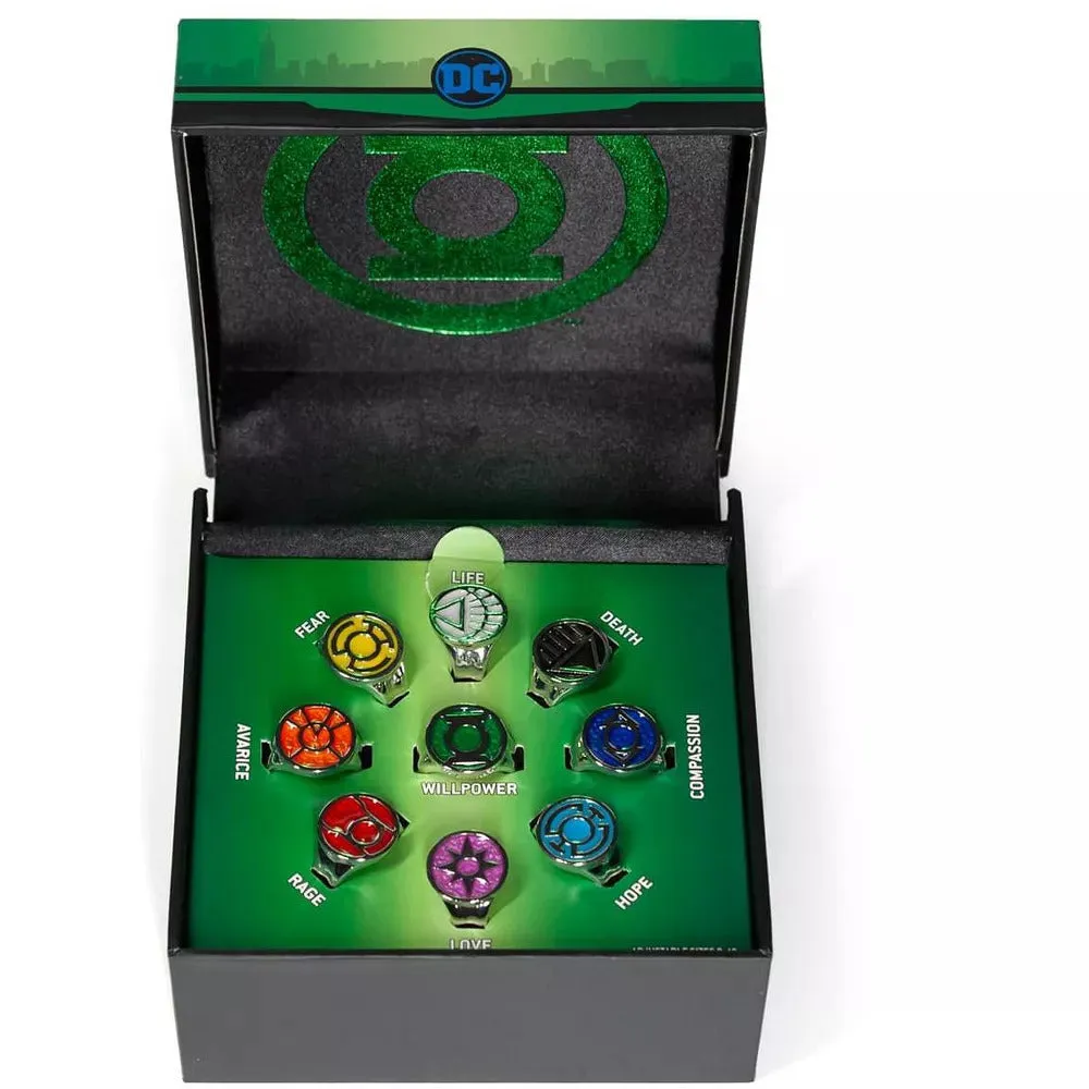 Green Lantern Emotional Spectrum justerbart ringesett 9 ringer størrelse 9–12