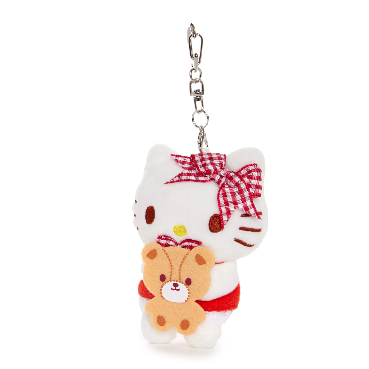 Hello Kitty Plush Mascot Keychain nøkkelring rød gingham