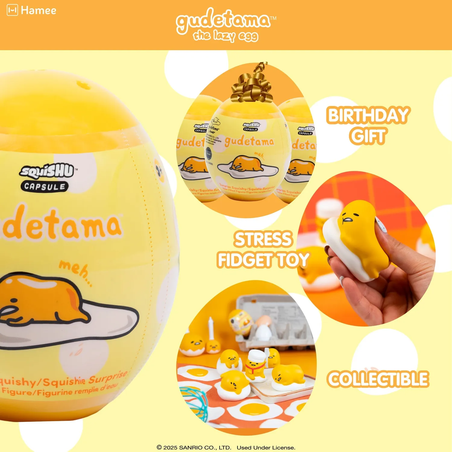 Hello Kitty Gudetama SquiSHU Capsule Series 2 klemmeleke 1 stk