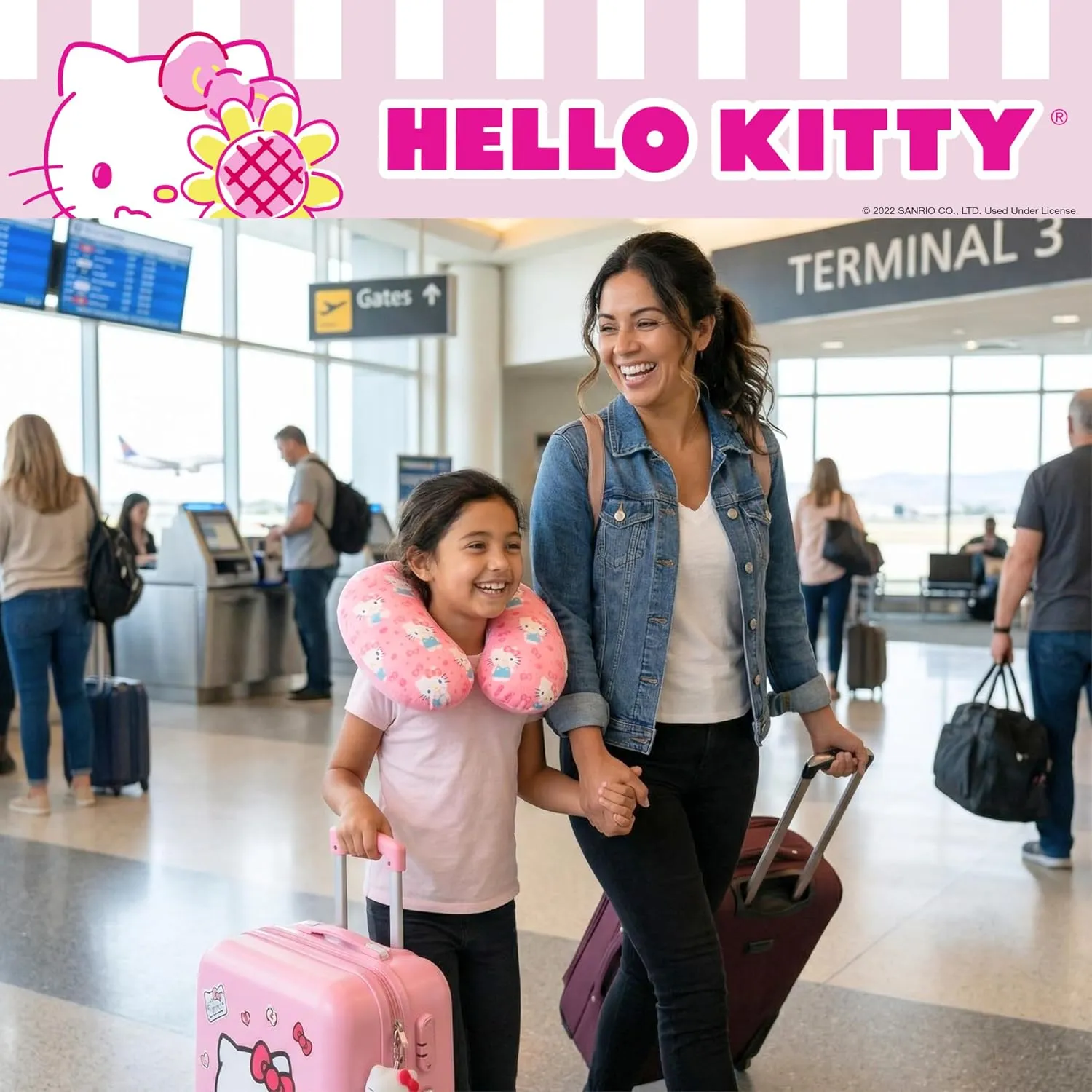 Hello Kitty Travel Neck Pillow nakkepute Bows & Hearts ergonomisk