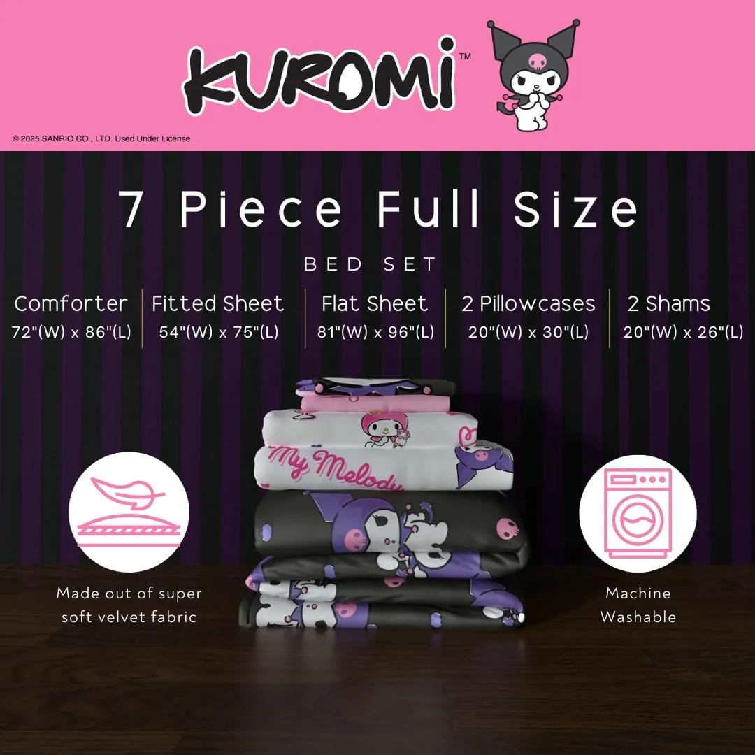 My Melody & Kuromi Besties Bedding Set sengesett vendbart Twin 5 deler