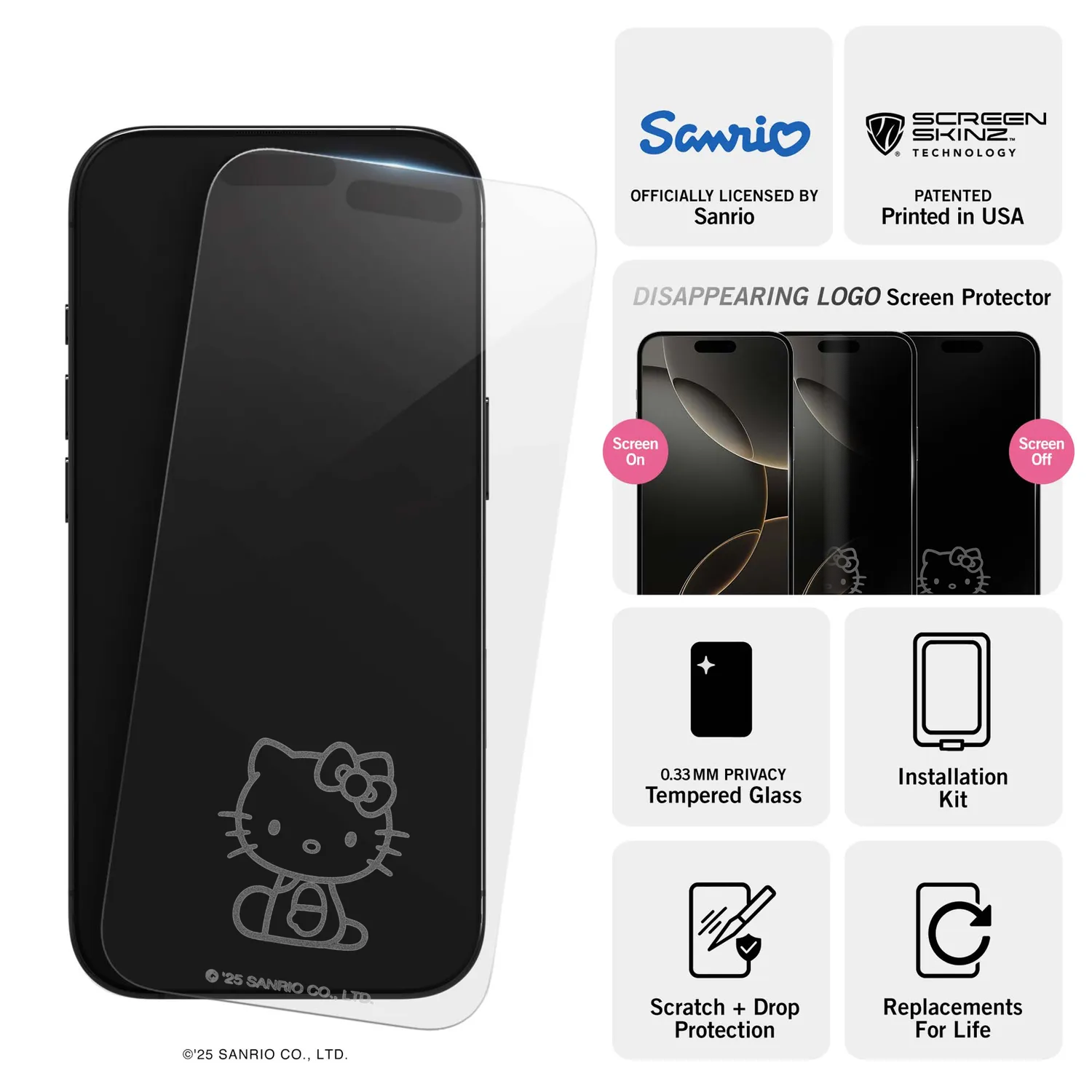 Hello Kitty x Screen Skinz Looking Clear Screen Protector skjermbeskytter iPhone 14/13/13 Pro