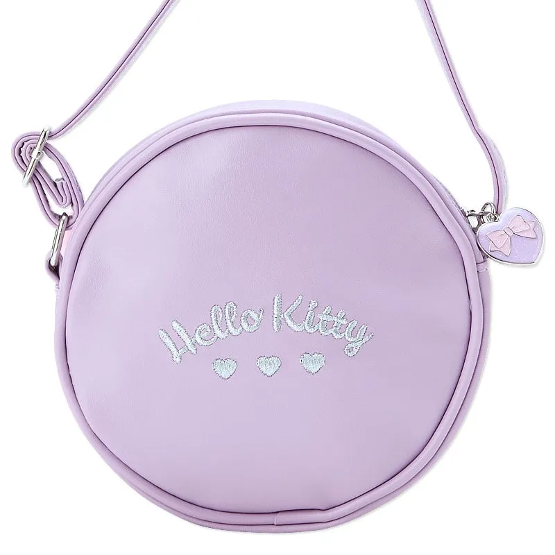 Hello Kitty rund crossbody-veske i plysj med justerbar reim