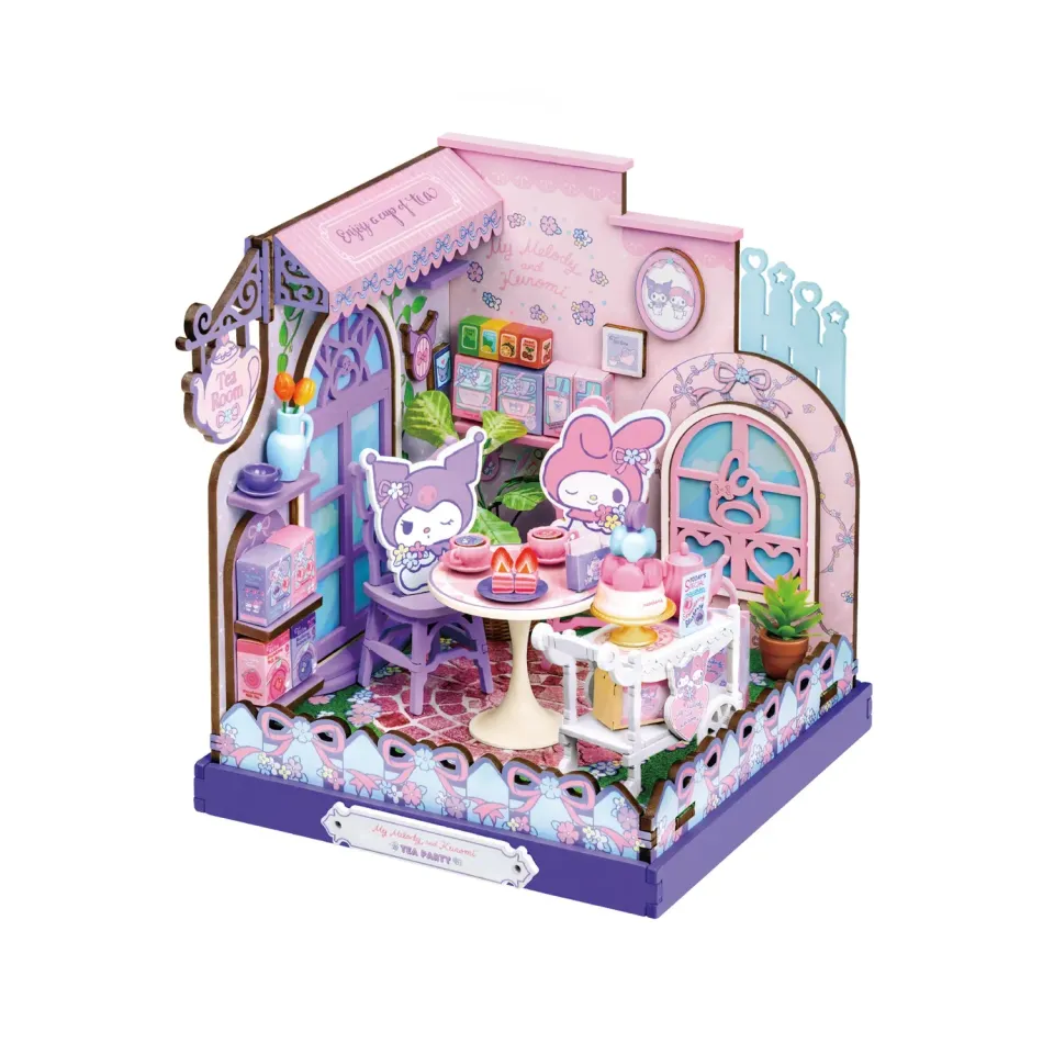 Hello Kitty My Melody & Kuromi Tea Party DIY miniatyrhus 134 deler