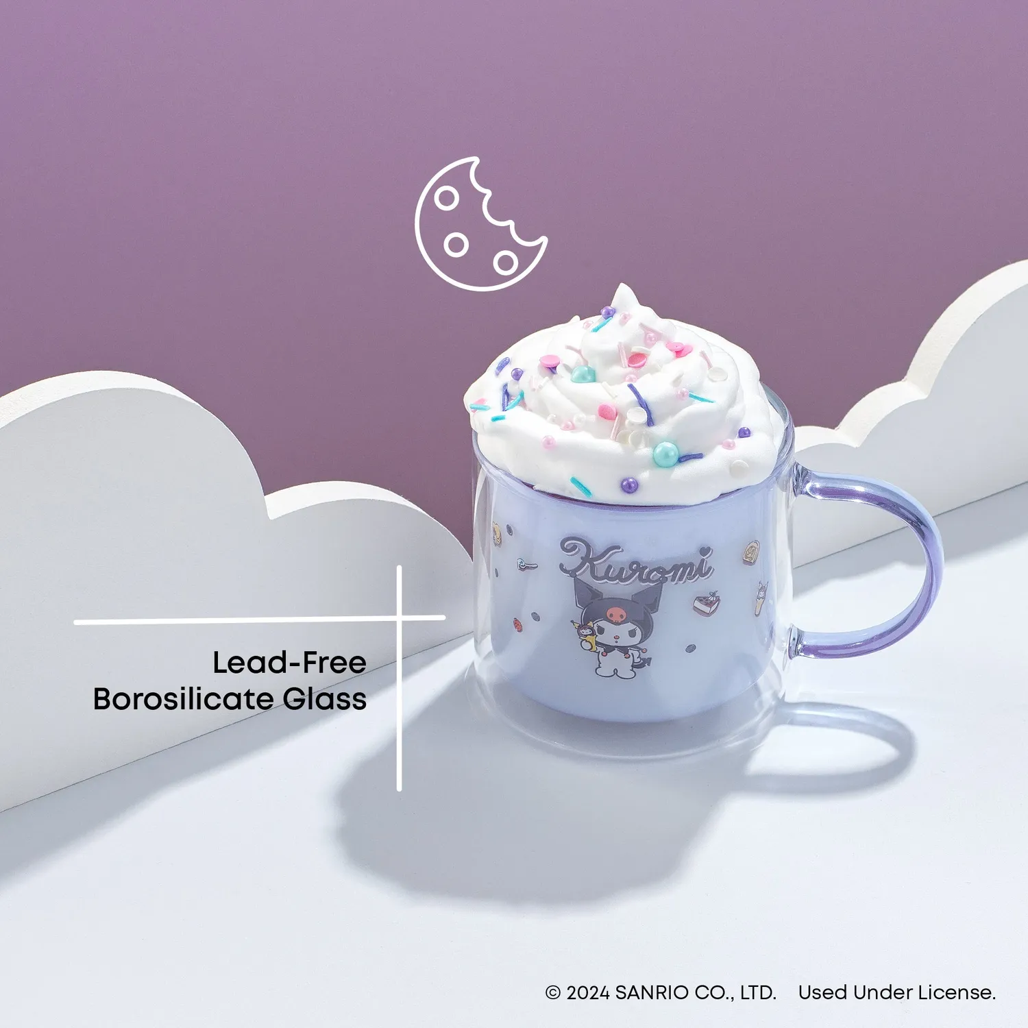 Hello Kitty Kuromi dobbeltvegget kaffekopp i borosilikatglass 400 ml
