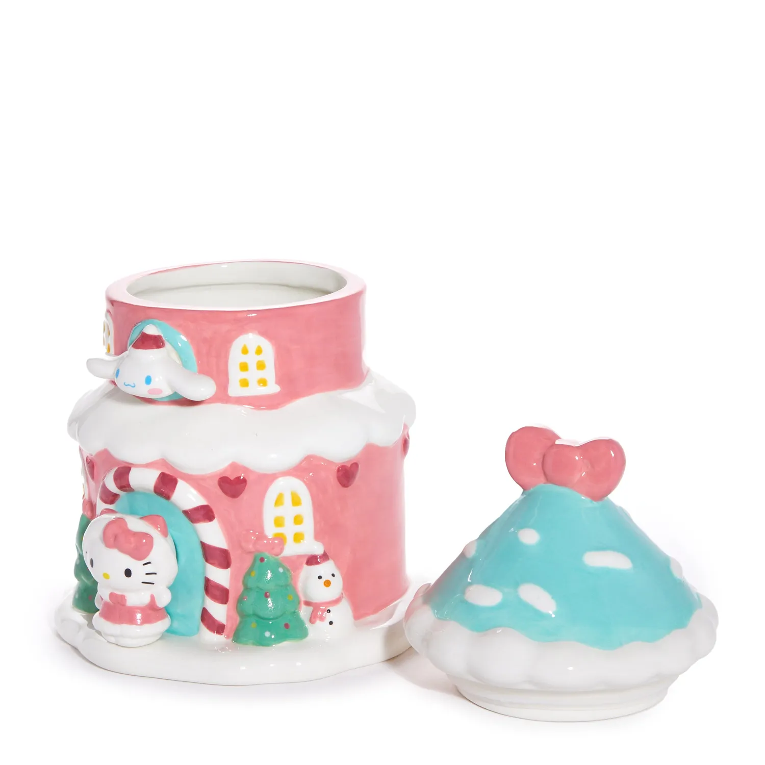 Hello Kitty and Cinnamoroll Ceramic Holiday Cottage Cookie Jar keramisk kakekrukke