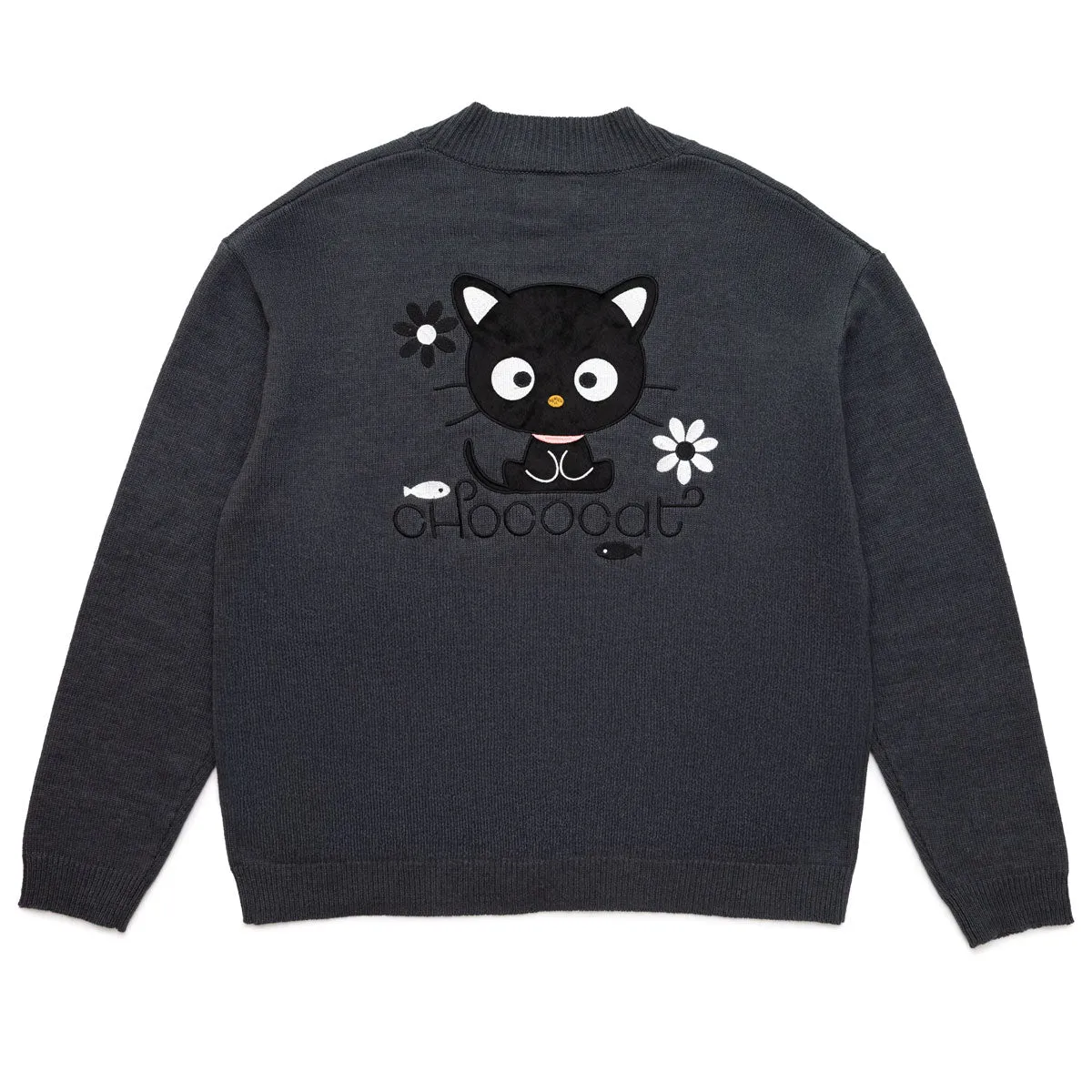 Hello Kitty Chococat Flowers Embroidered Knit cardigan svart