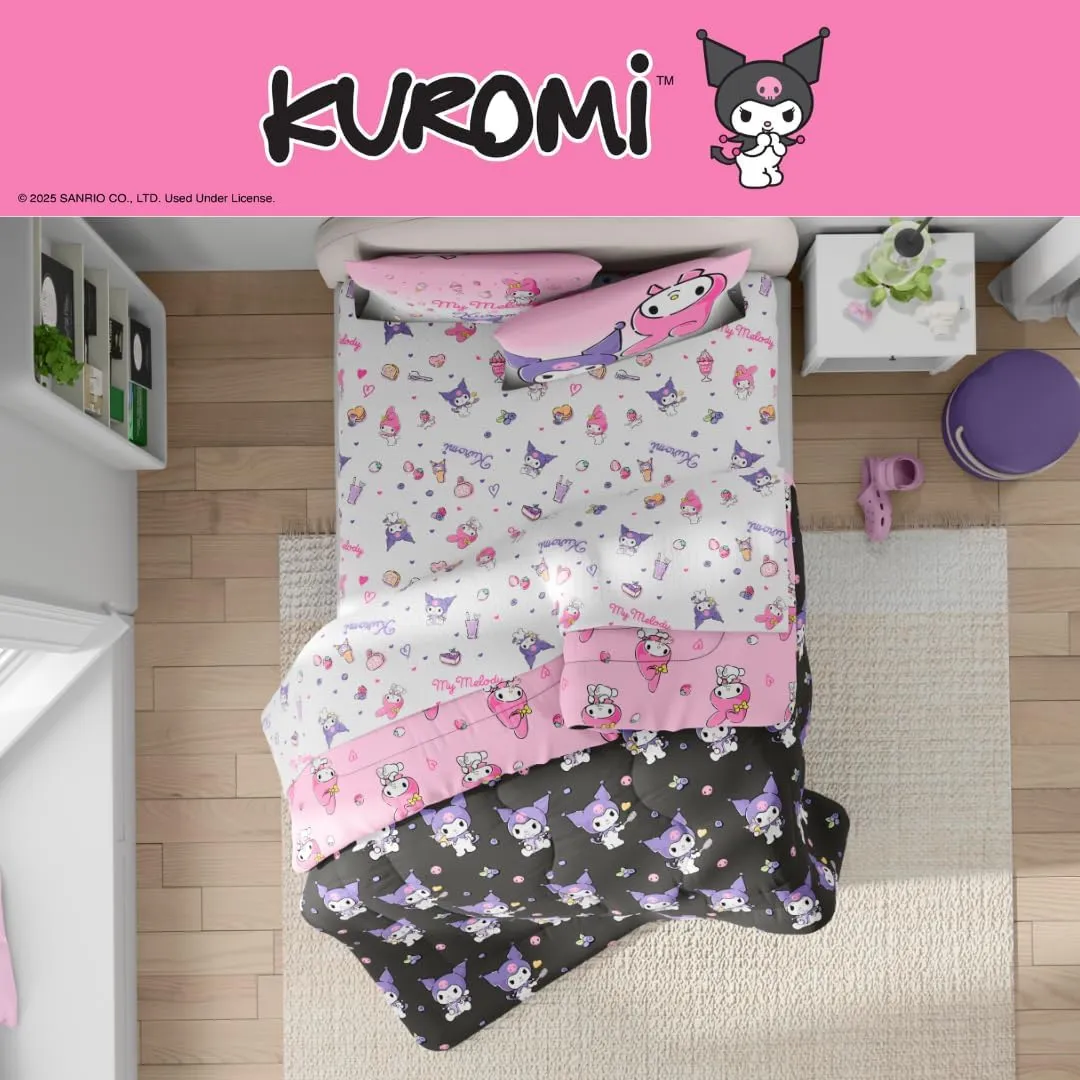 My Melody & Kuromi Besties Bedding Set sengesett vendbart Twin 5 deler