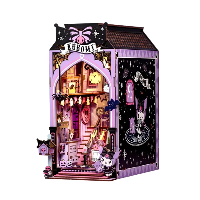 Kuromi Spooky House DIY Book Nook byggesett med LED