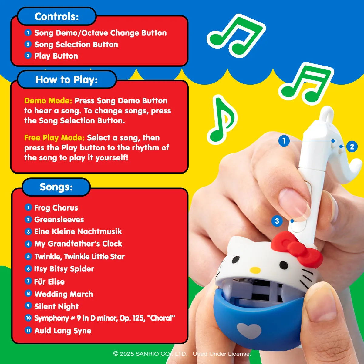 Hello Kitty Mini Otamatone Melody Charm musikalsk nøkkelring