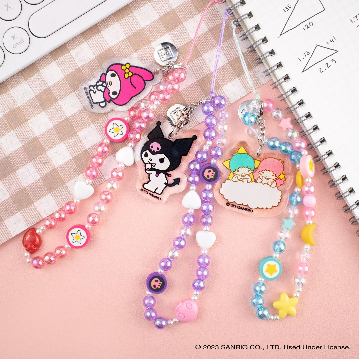 Hello Kitty Badtz-maru Beaded Charm Mobile Phone Wrist Strap