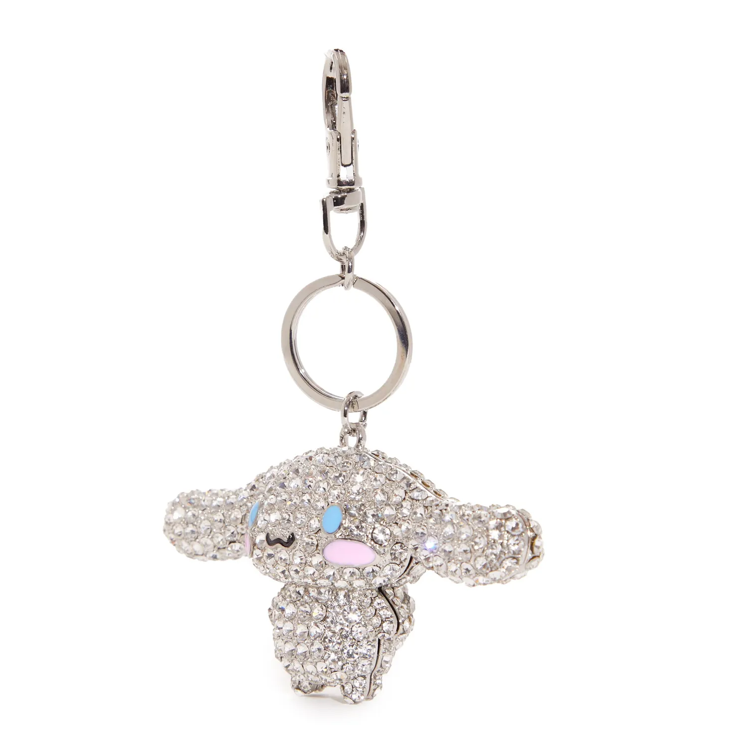 Hello Kitty Cinnamoroll Pave 3D Bling nøkkelring sølv