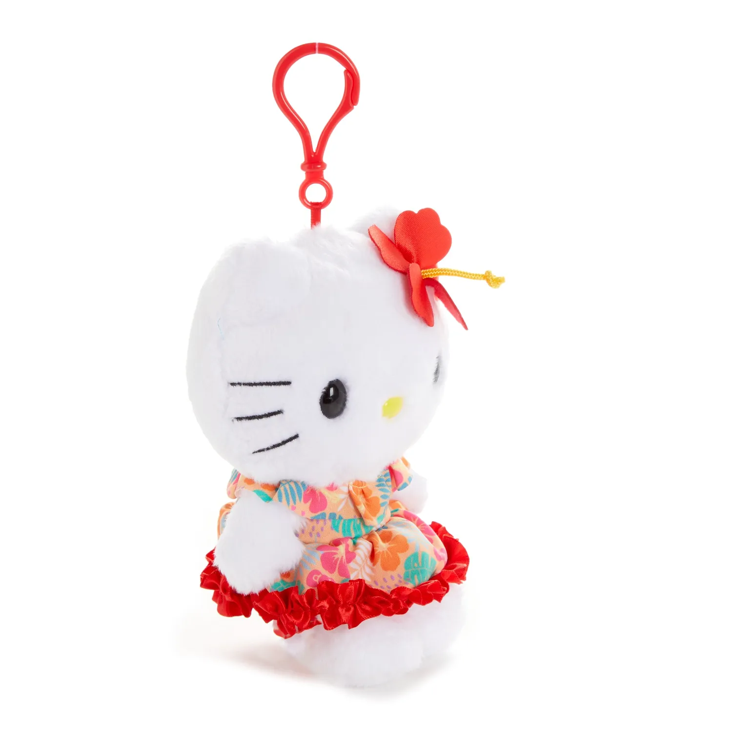 Hello Kitty Island Hibiscus Series White Plush Mascot Clip 4" hvit