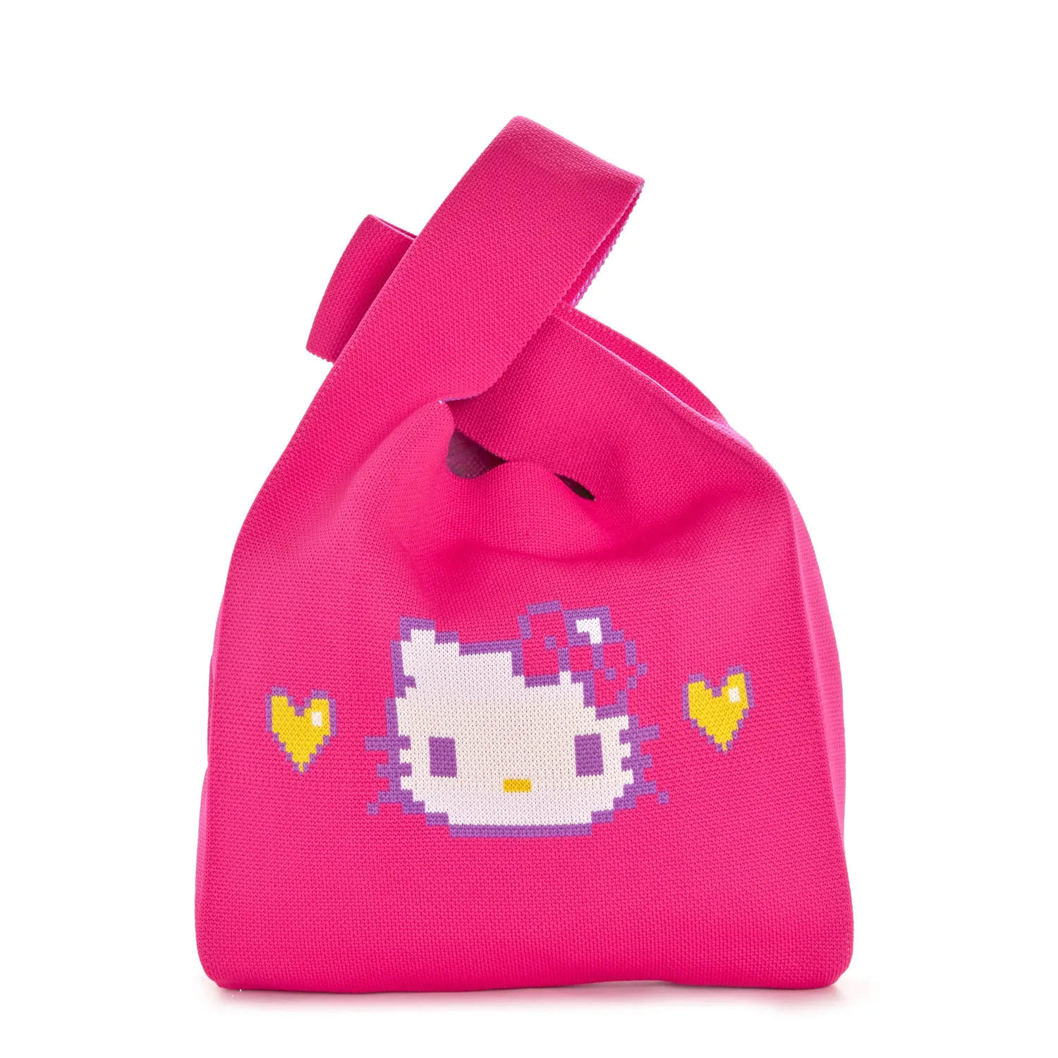 Hello Kitty Retro Pixel strikket handlenett rosa