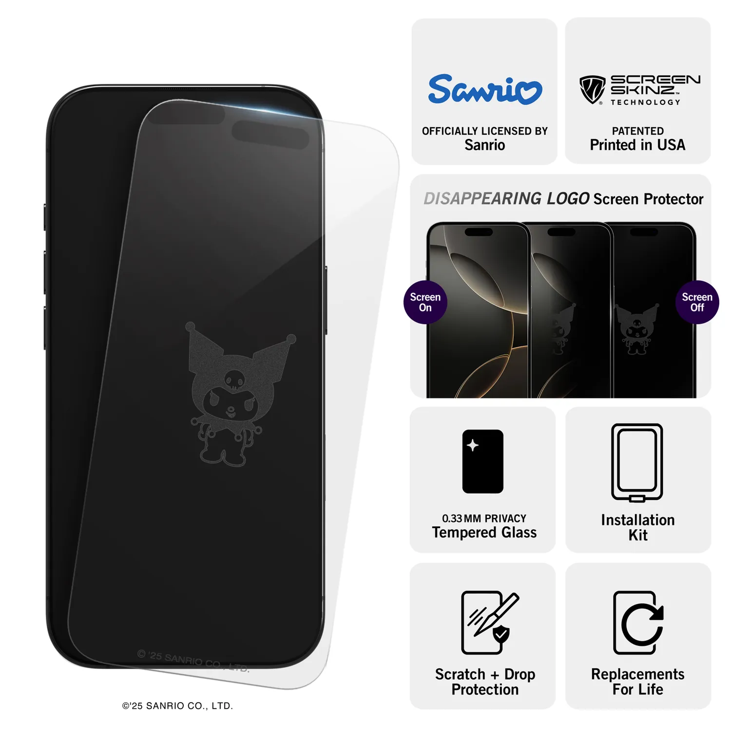 Hello Kitty Kuromi Screen Skinz skjermbeskytter iPhone 14/13/13 Pro