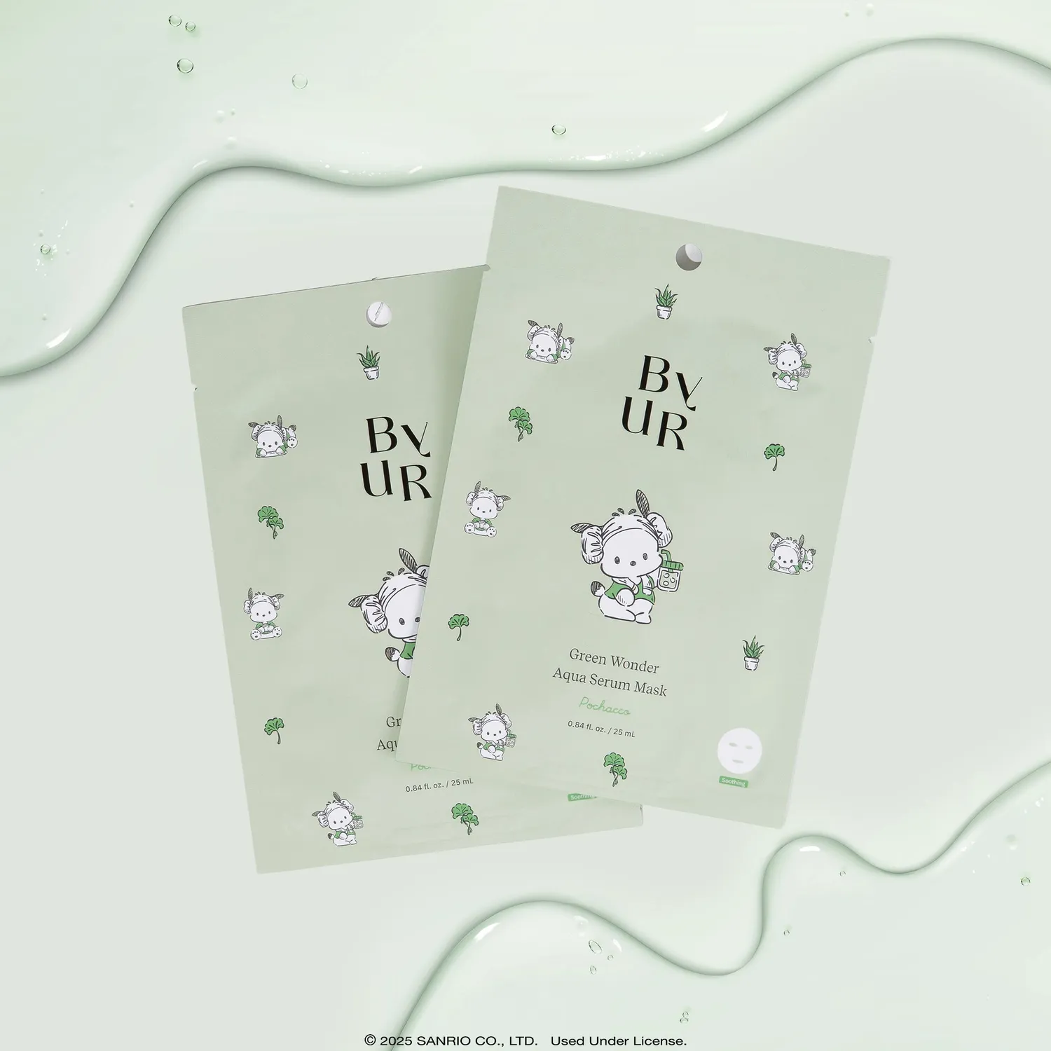 Hello Kitty Pochacco x ByUR Green Wonder Aqua Serum Mask 1 stk vegansk