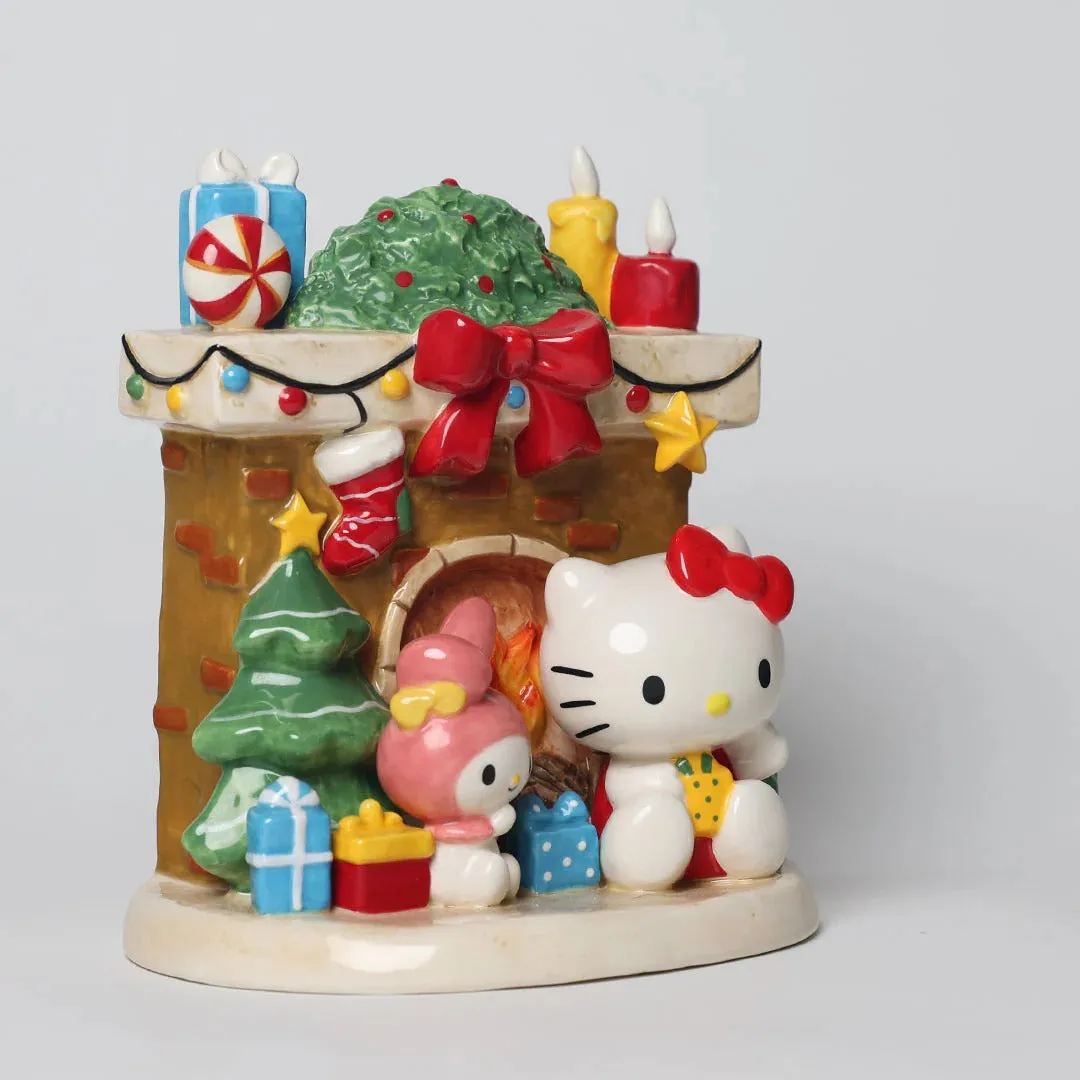 Hello Kitty Holiday Fireplace keramikkfigur – julemotiv