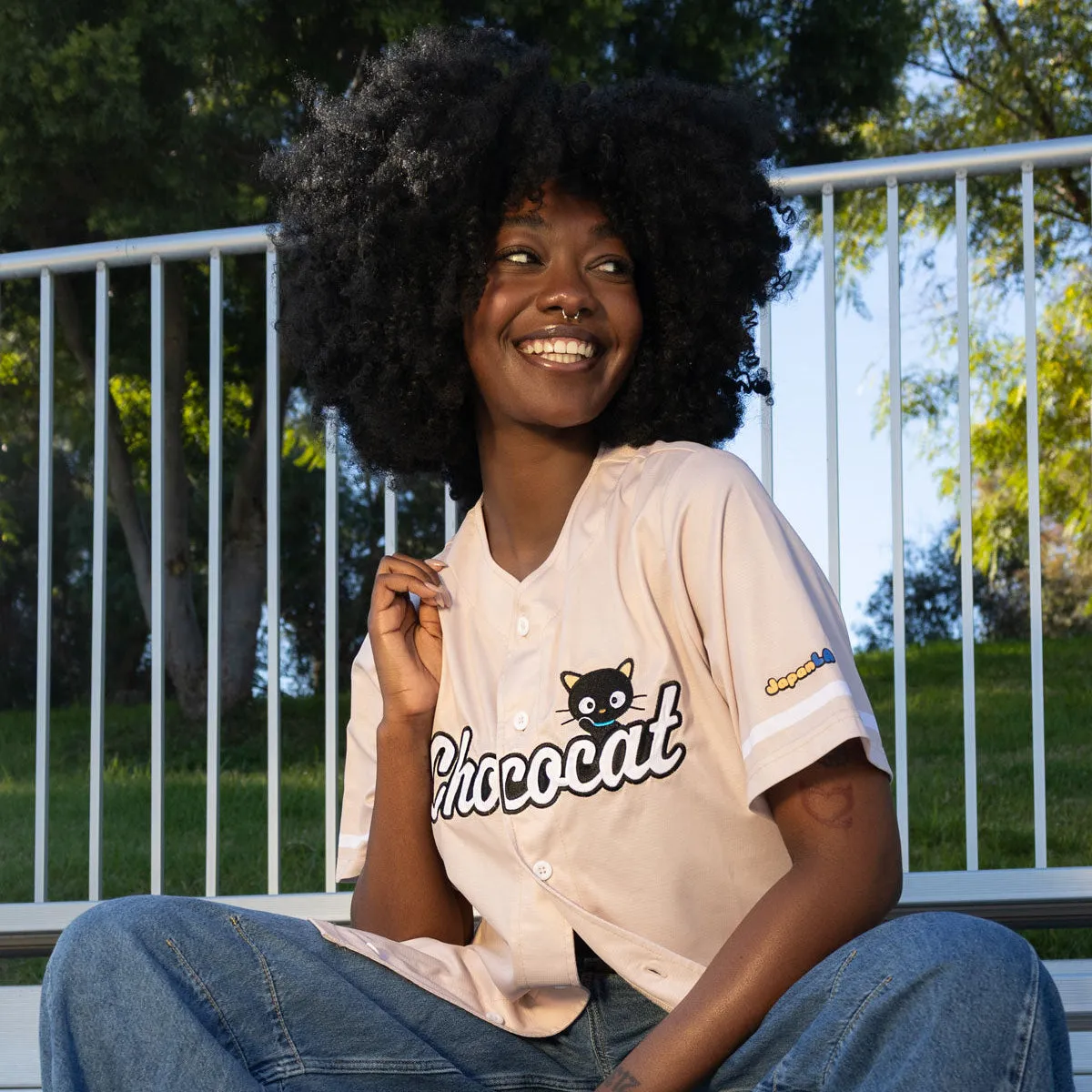 JapanLA Chococat Baseball Jersey trøye beige brodert