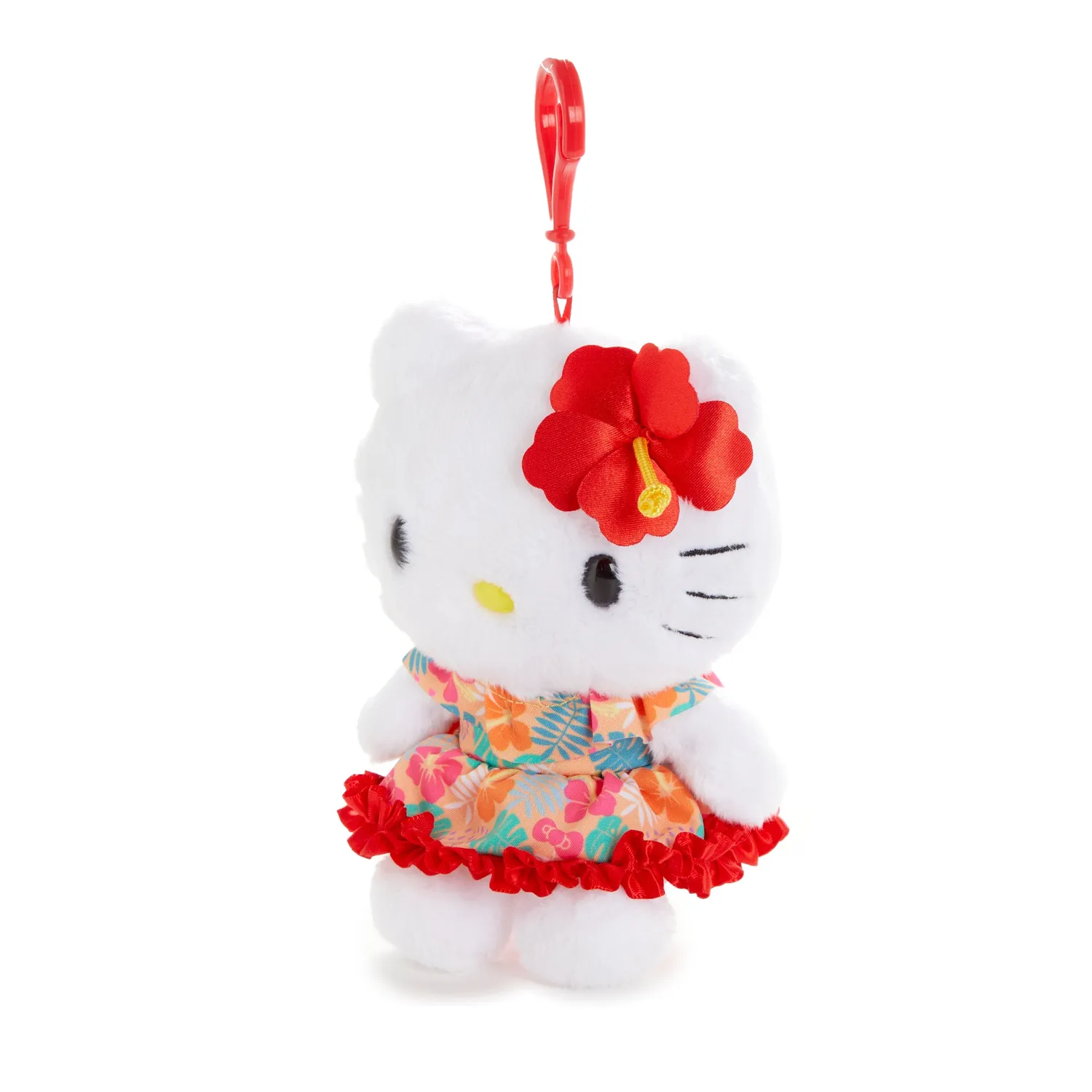 Hello Kitty Island Hibiscus Series White Plush Mascot Clip 4" hvit