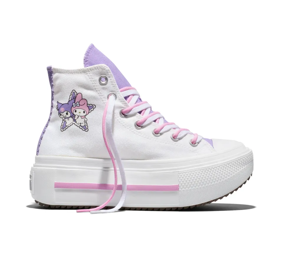 Converse My Melody & Kuromi Chuck Taylor All Star Lift Double Stack platåsko WHT/PNK/PPL – unisex
