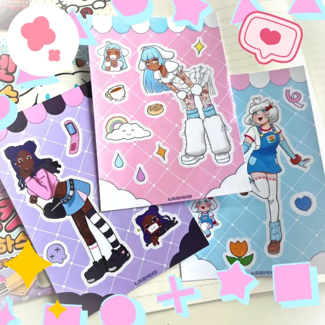 Kururu4ever Cute Sanrio Inspired Sticker Sheets All 3 klistremerkeark