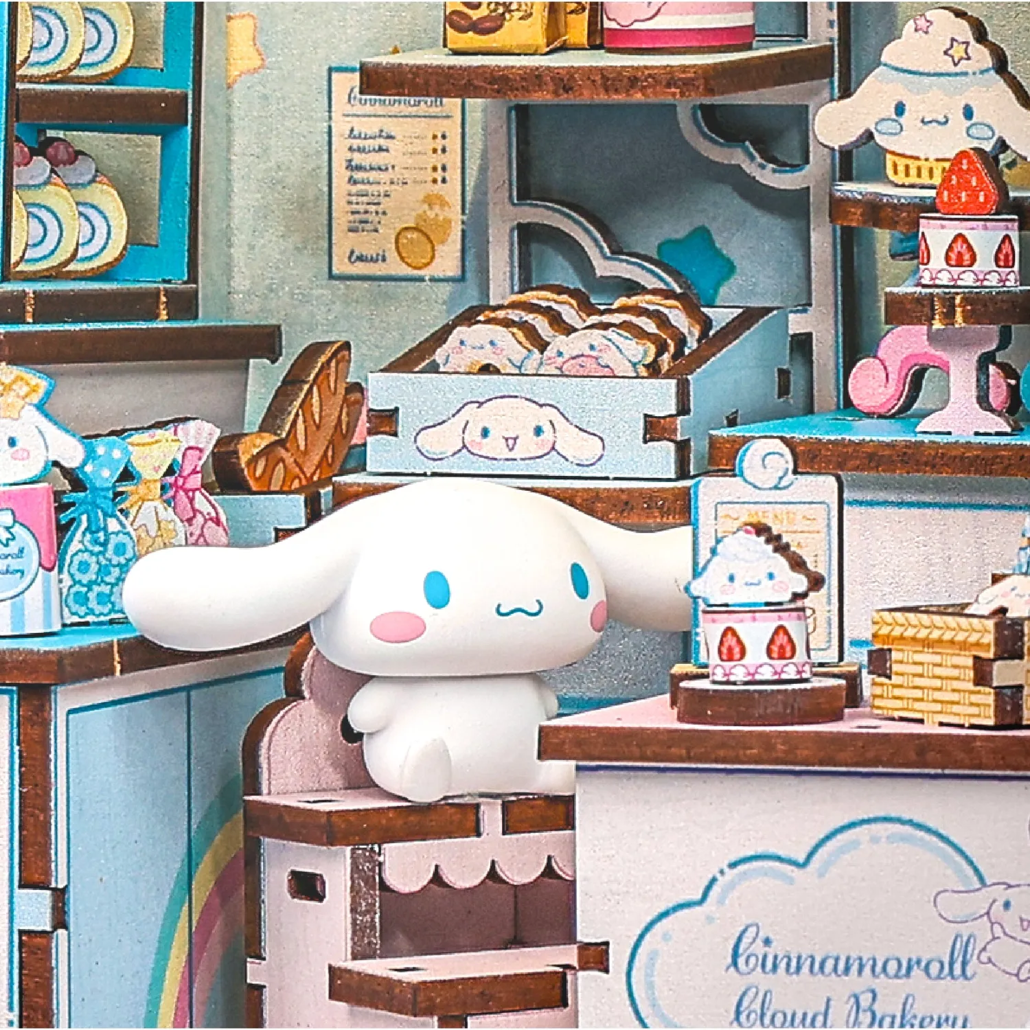Hello Kitty Cinnamoroll Cloud Bakery DIY Book Nook Kit bokhyllekit LED