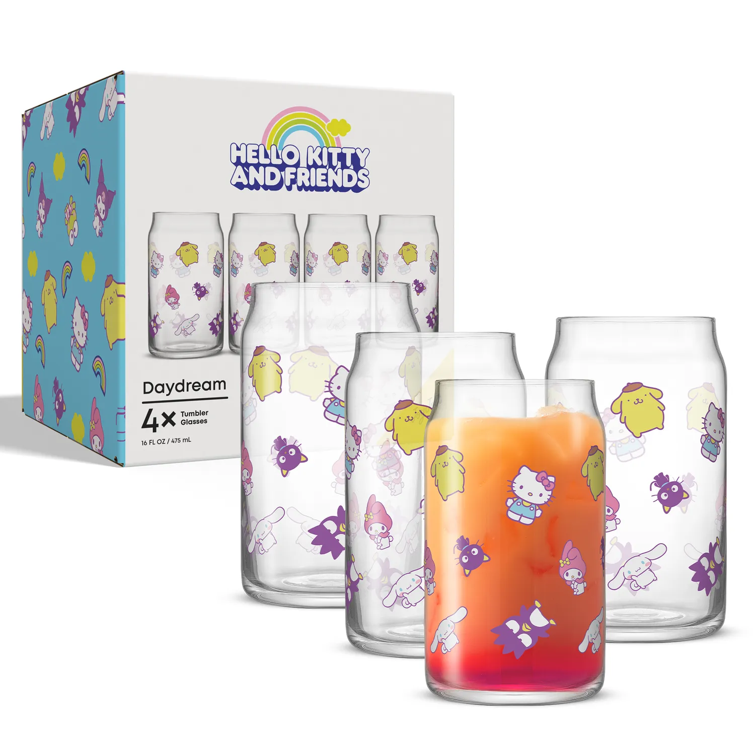 Hello Kitty Daydream Tumbler Glasses drikkeglass 4-pakning