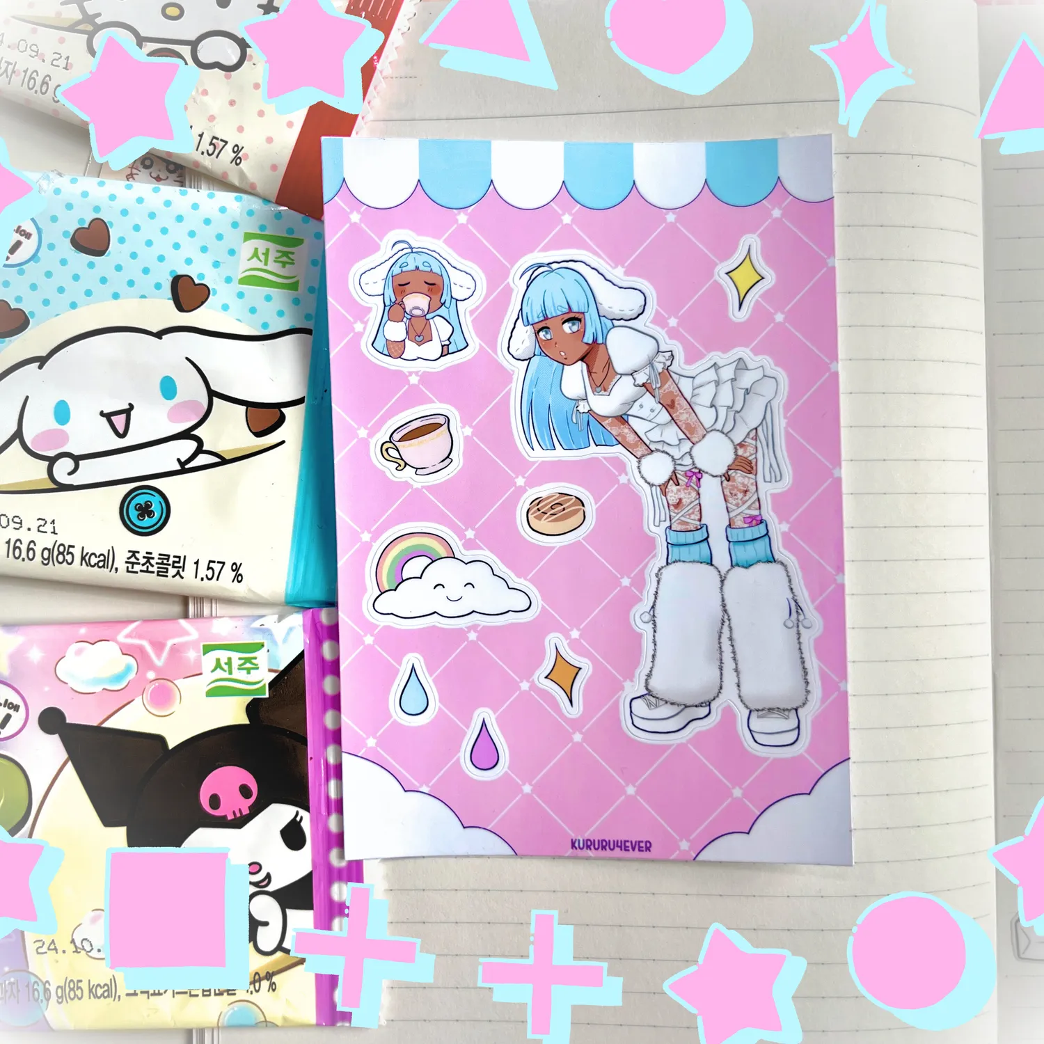 Kururu4ever Cute Sanrio Inspired Sticker Sheets All 3 klistremerkeark