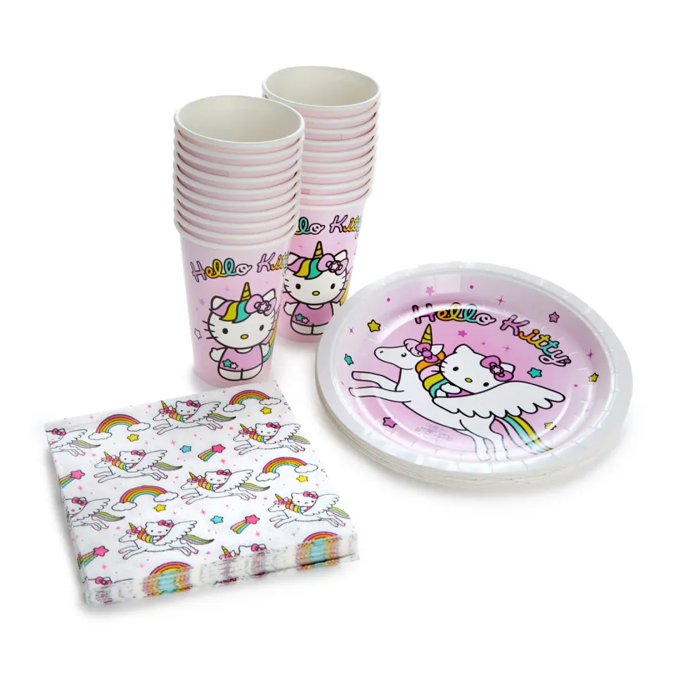 Hello Kitty Unicorn Rainbow festsett 60 deler – engangsservise