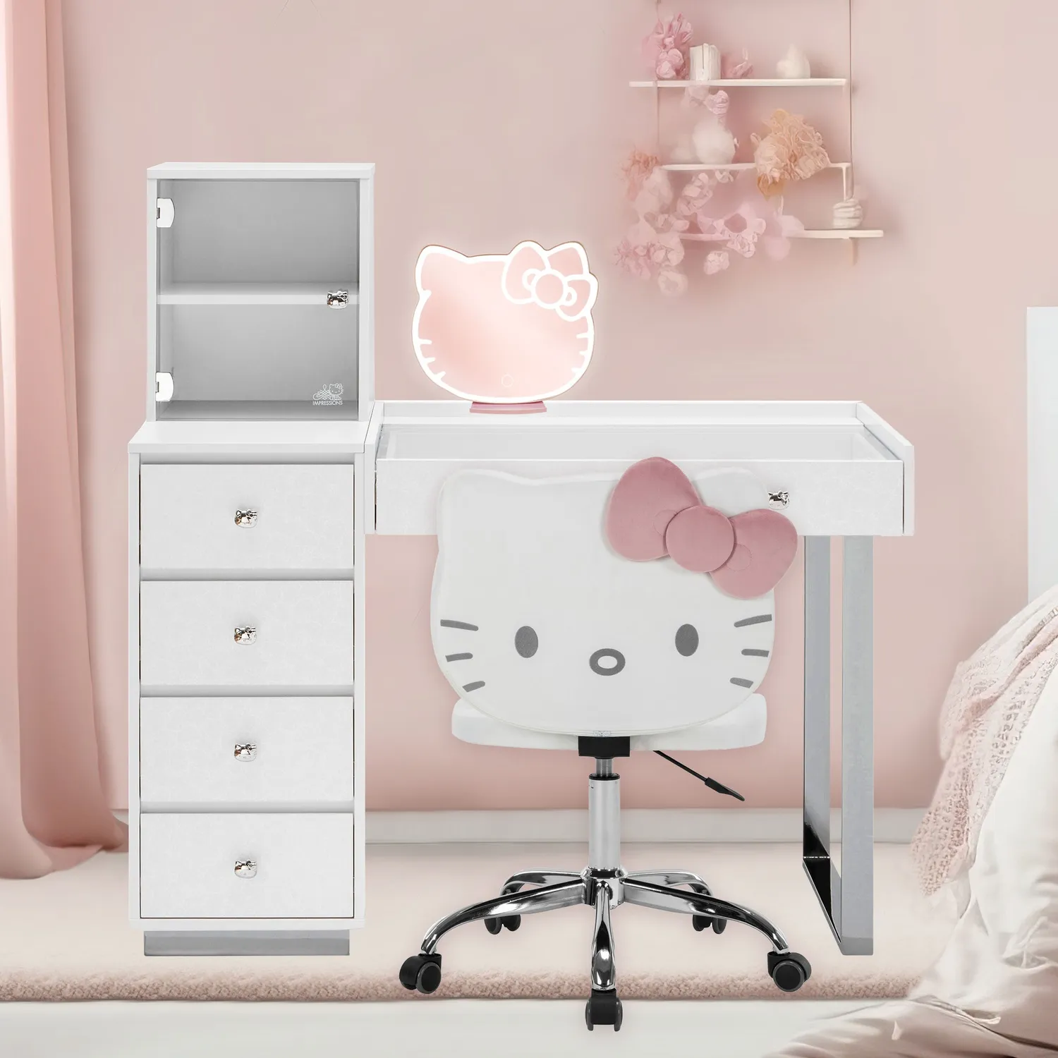 Hello Kitty SlayStation Duet Vanity Desk sminkebord sølv/gull