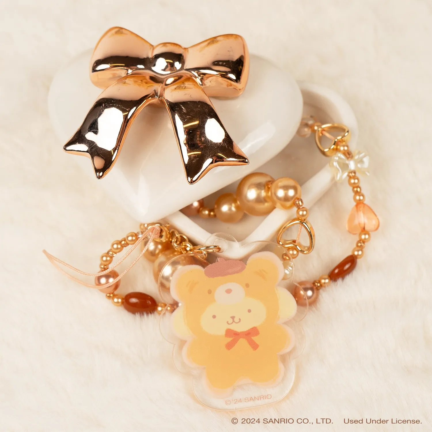 Hello Kitty Pompompurin Latte Bear perlepyntet mobilstropp håndledd