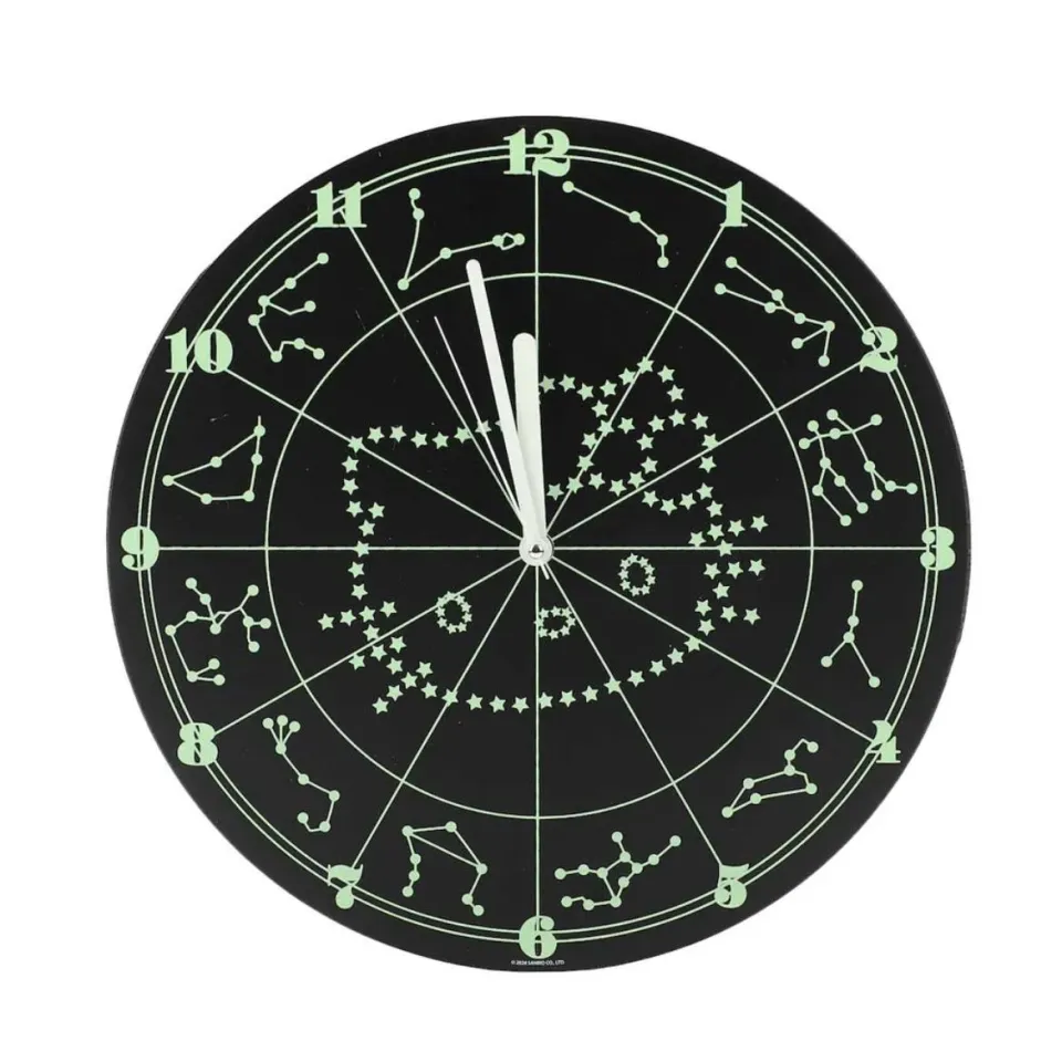 Hello Kitty Zodiac Wall Clock veggklokke selvlysende stjernebilde 34 cm