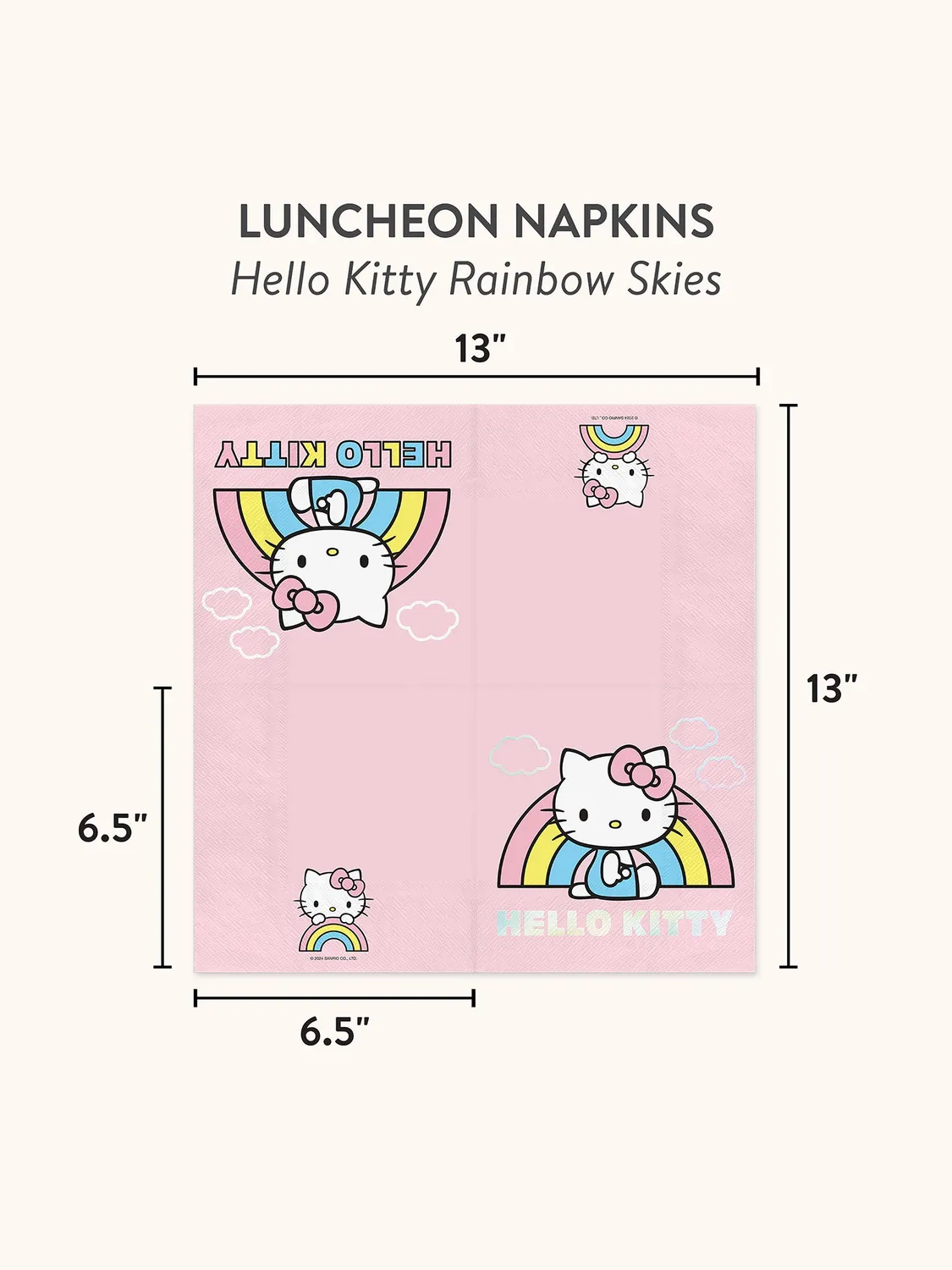 Hello Kitty Rainbow Skies Luncheon papirservietter 16 stk 33 cm