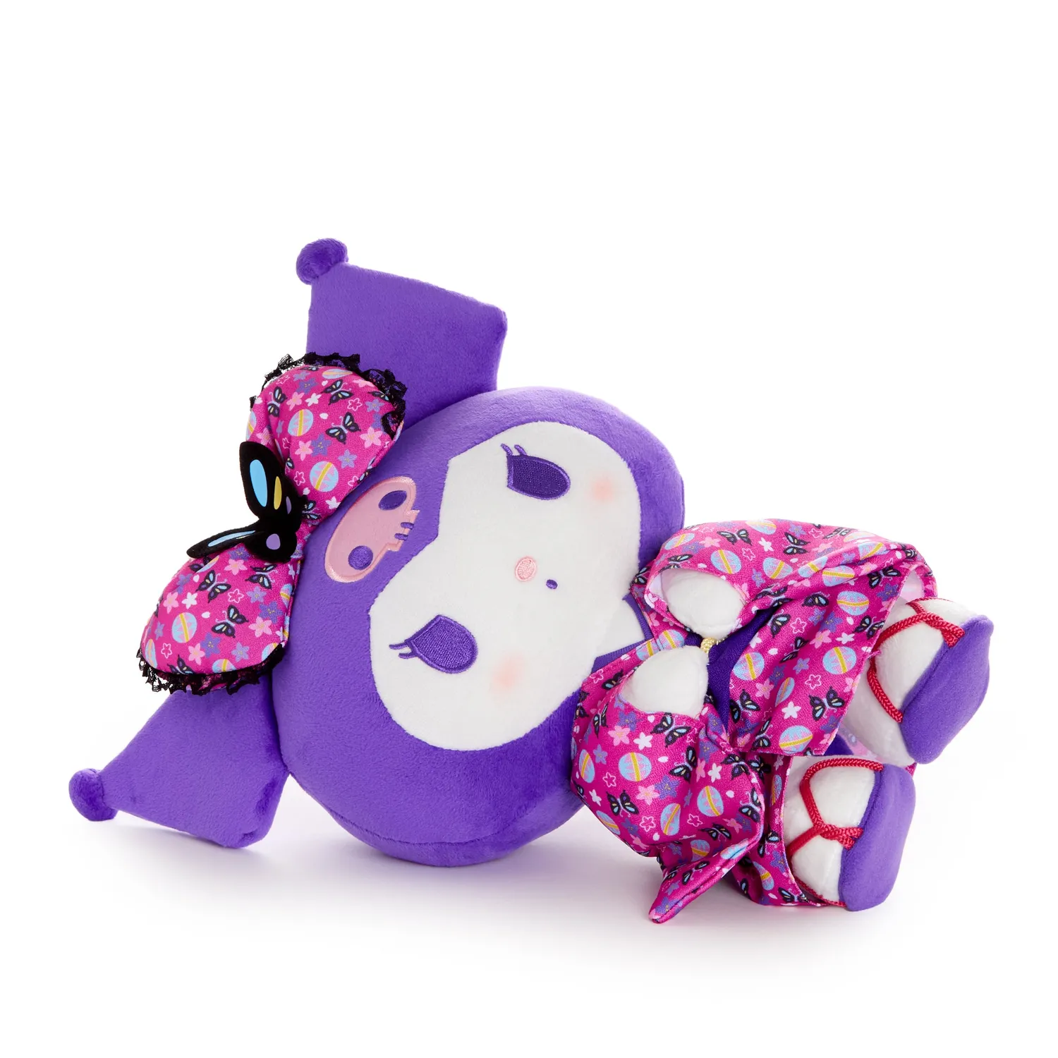 Hello Kitty Kuromi 14" stående plysjbamse rosa kimono