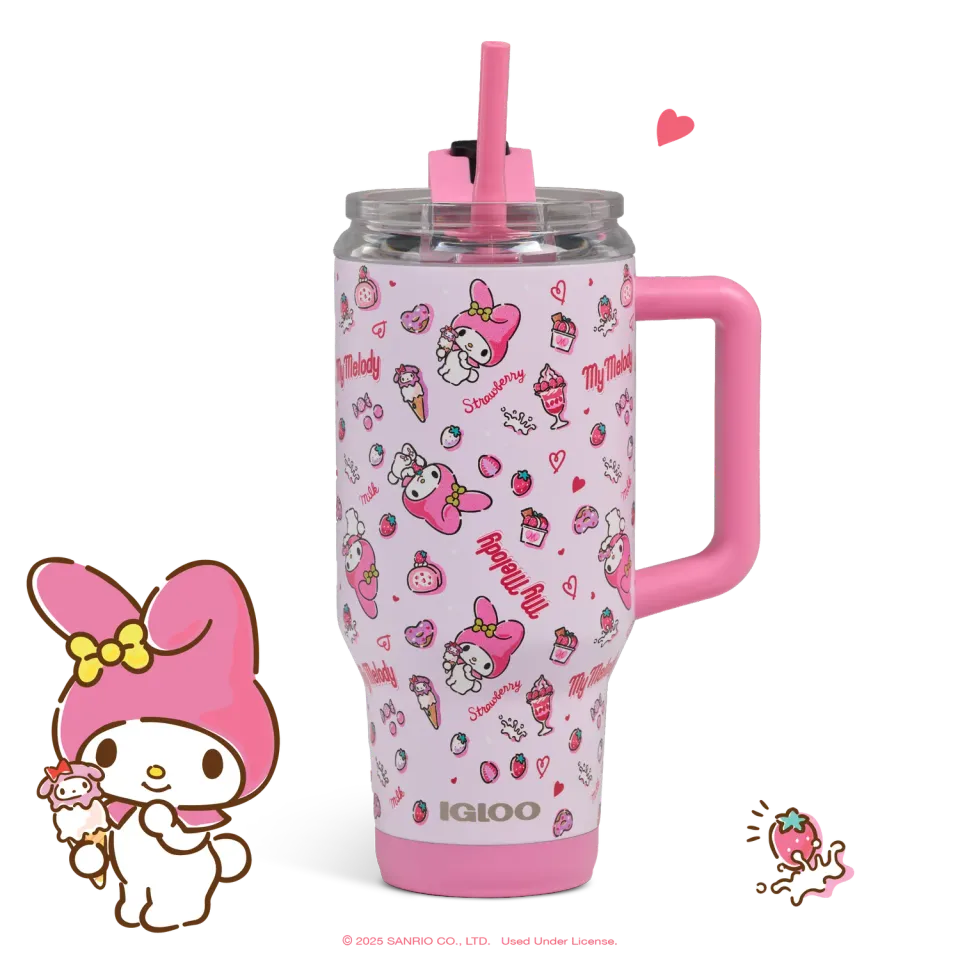 Hello Kitty My Melody x Igloo 50th Anniversary reisekopp 32 oz rosa lekkasjesikkert lokk