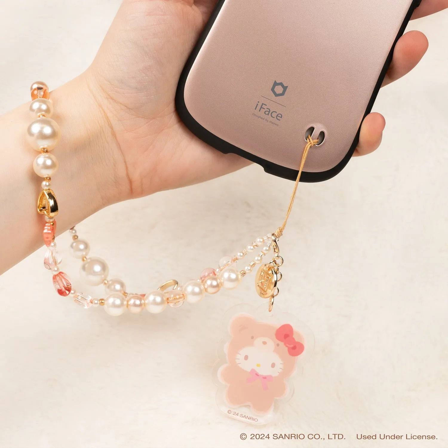Hello Kitty Latte Bear perlerem til mobil, avtakbar charm