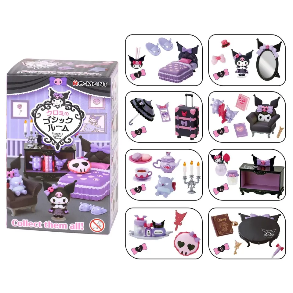 Hello Kitty Re-Ment Kuromi's Gothic Room miniatyrfigur blindboks 1 stk
